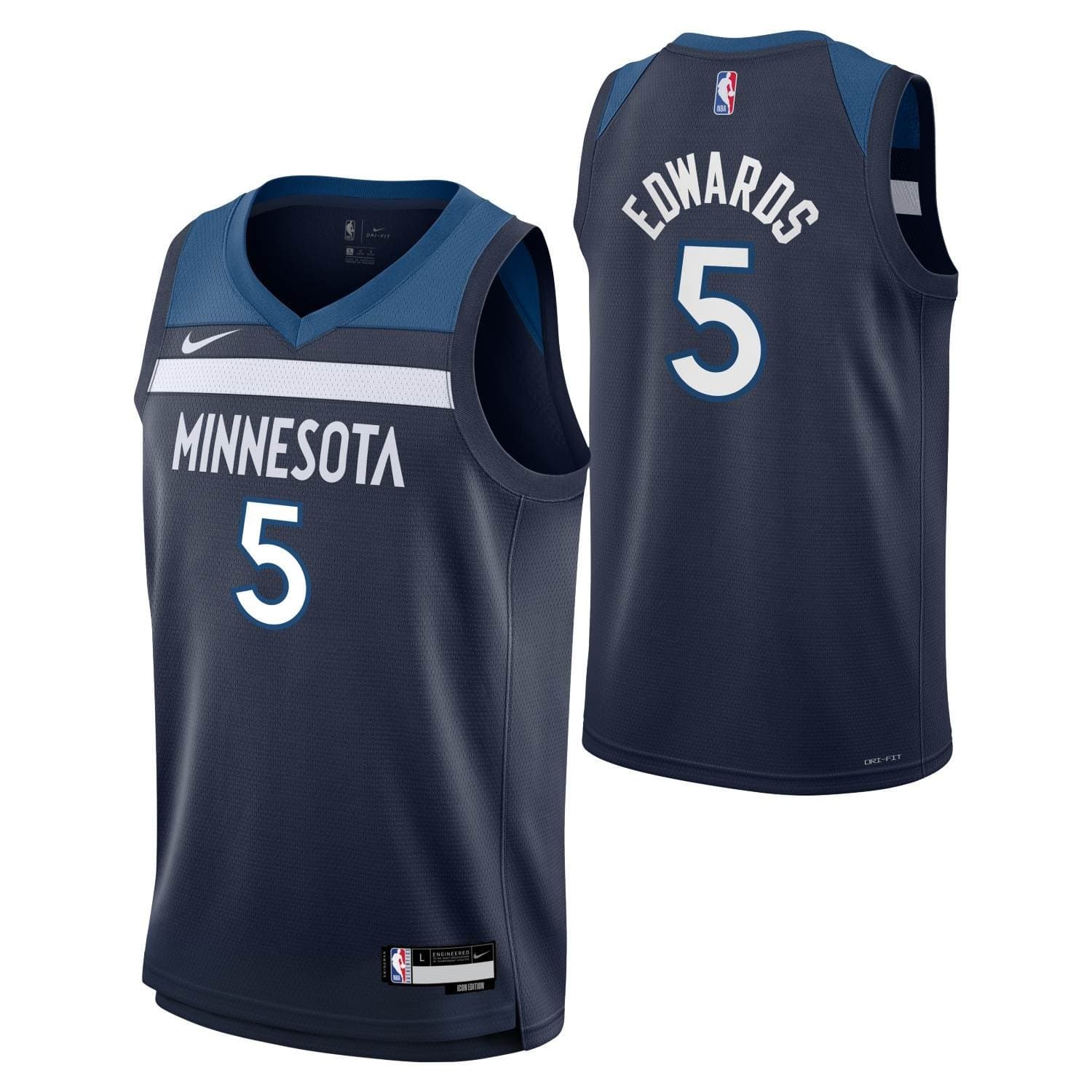 Anthony Edwards #5 Minnesota Timberwolves Swingman NBA Jersey Navy (YOUTH) — view 1