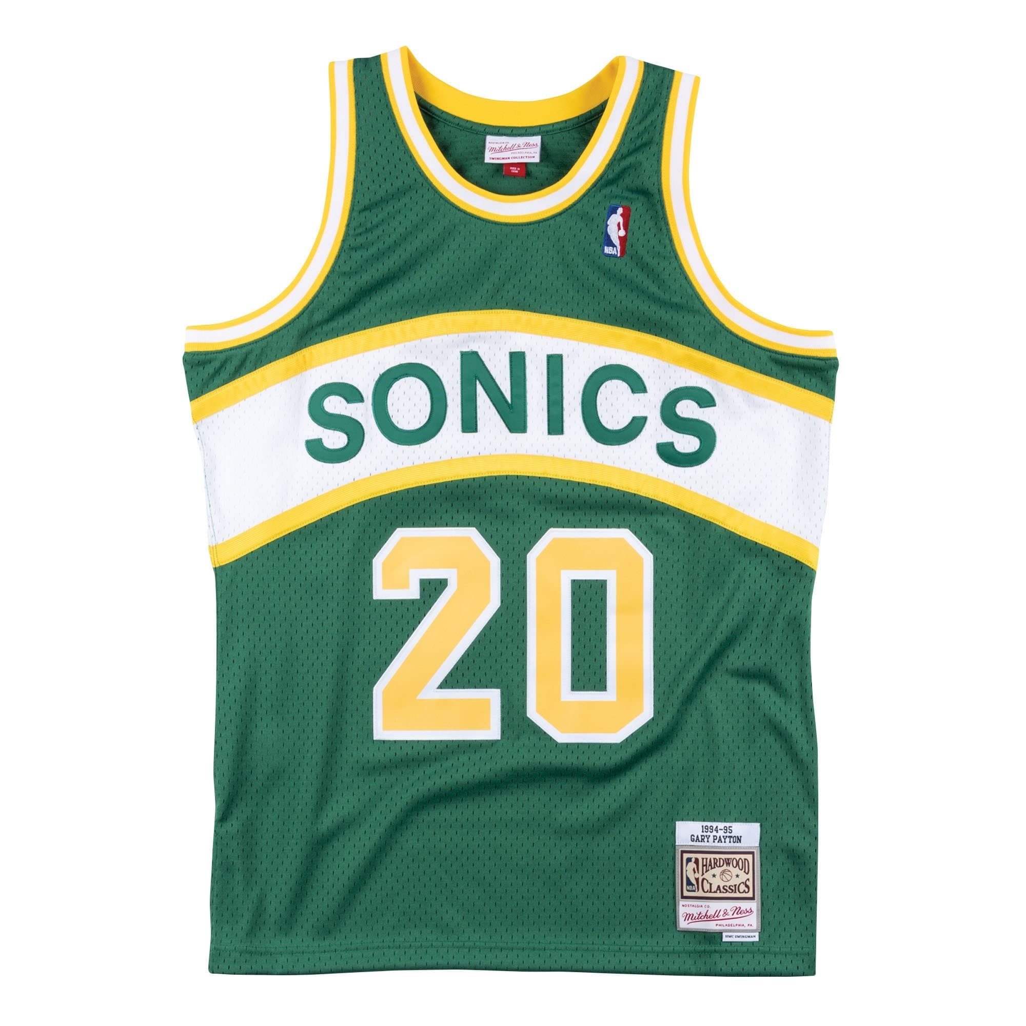 Gary Payton #20 Seattle SuperSonics 1994-95 Swingman NBA Jersey Green — view 1
