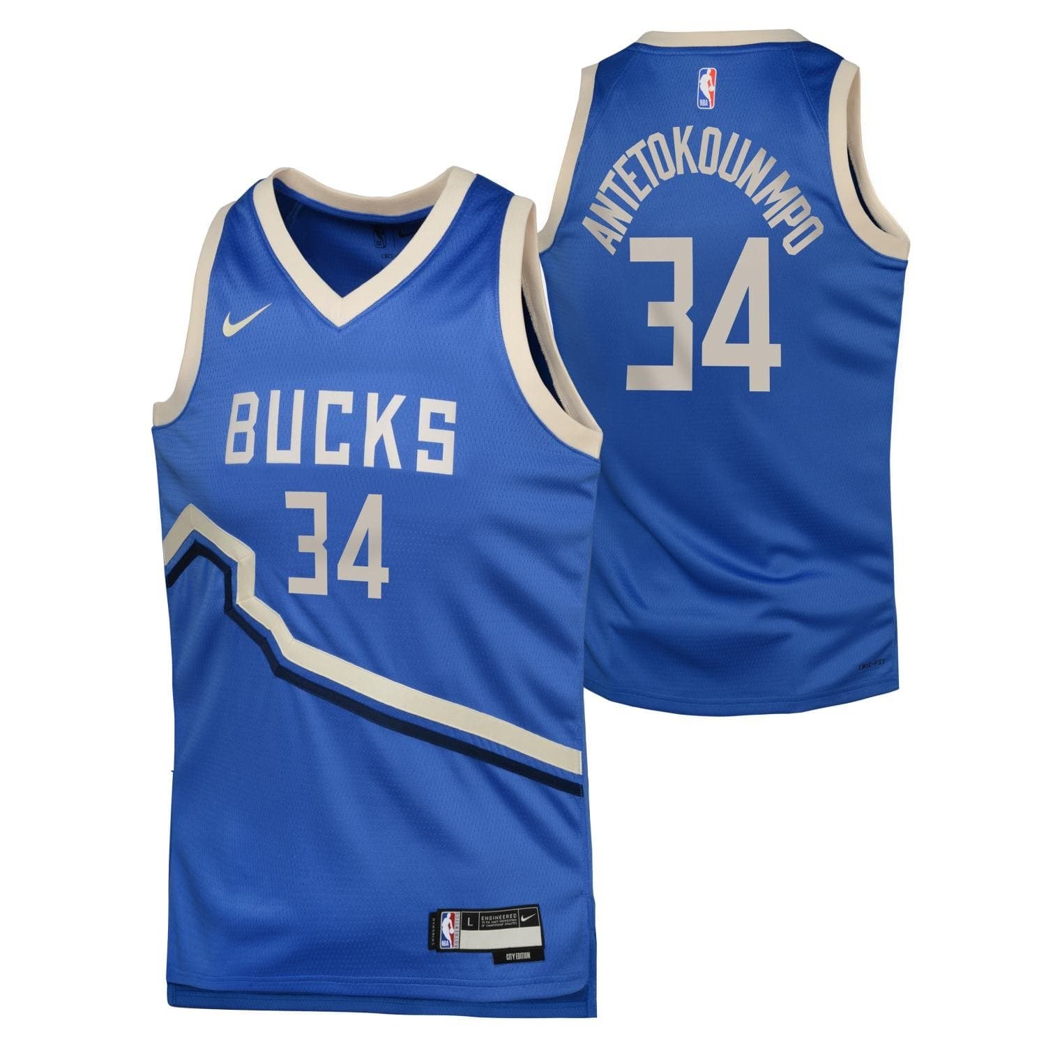 Giannis Antetokounmpo #34 Milwaukee Bucks 2024-25 City Edition Nike Swingman NBA Jersey (YOUTH) — view 1