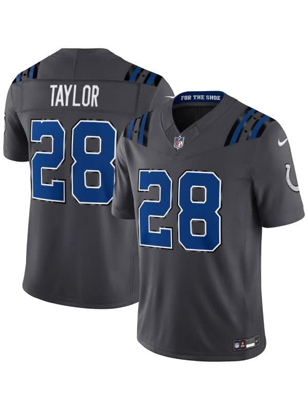 Jonathan Taylor #28 Indianapolis Colts 2026 Rivalries Stitched Limited NFL Jersey Anthracite — view 1