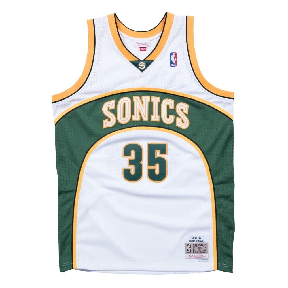 Kevin Durant #35 Seattle SuperSonics 2007-08 Mitchell & Ness Swingman NBA Jersey White — view 1