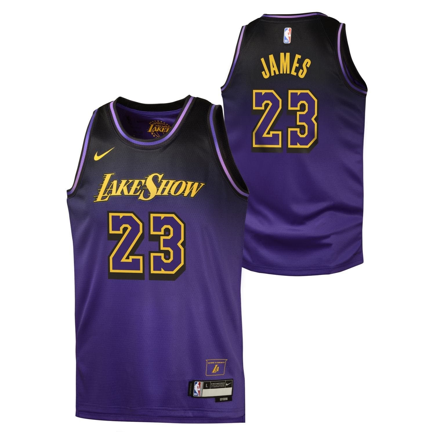LeBron James #23 Los Angeles Lakers 2024-25 City Edition Nike Swingman NBA Jersey (YOUTH) — view 1