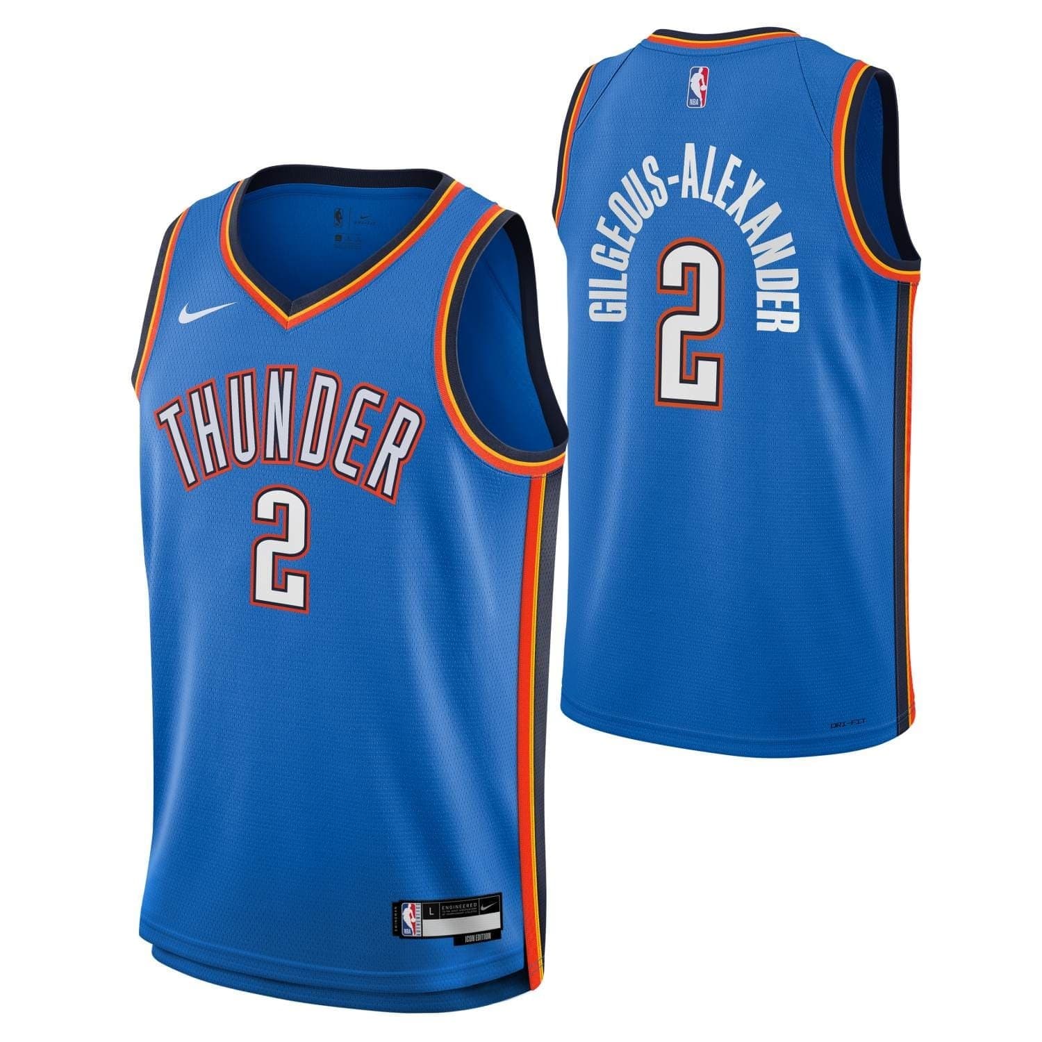 Shai Gilgeous-Alexander #2 Oklahoma City Thunder Swingman NBA Jersey Blue (YOUTH) — view 1