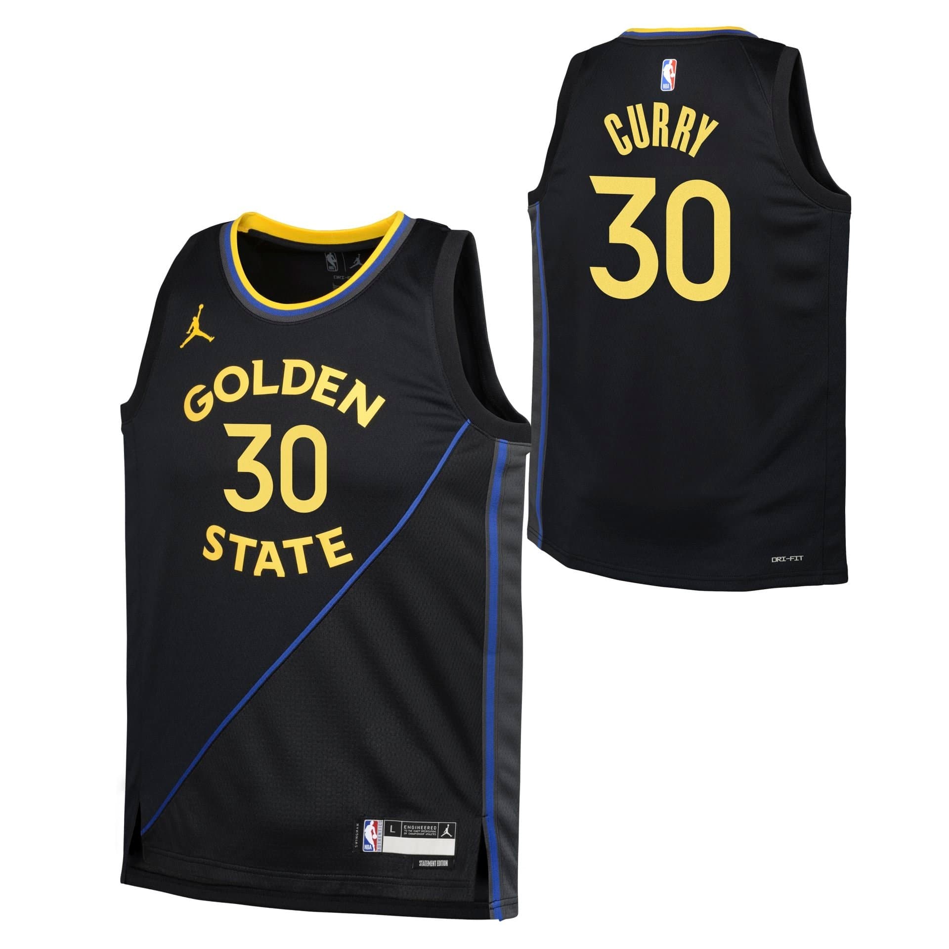 Stephen Curry #30 Golden State Warriors Statement Swingman NBA Jersey Black (YOUTH) — view 1