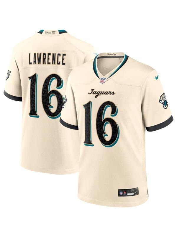 Trevor Lawrence #16 Jacksonville Jaguars 2026 Rivalries Game NFL Jersey Natural — view 1