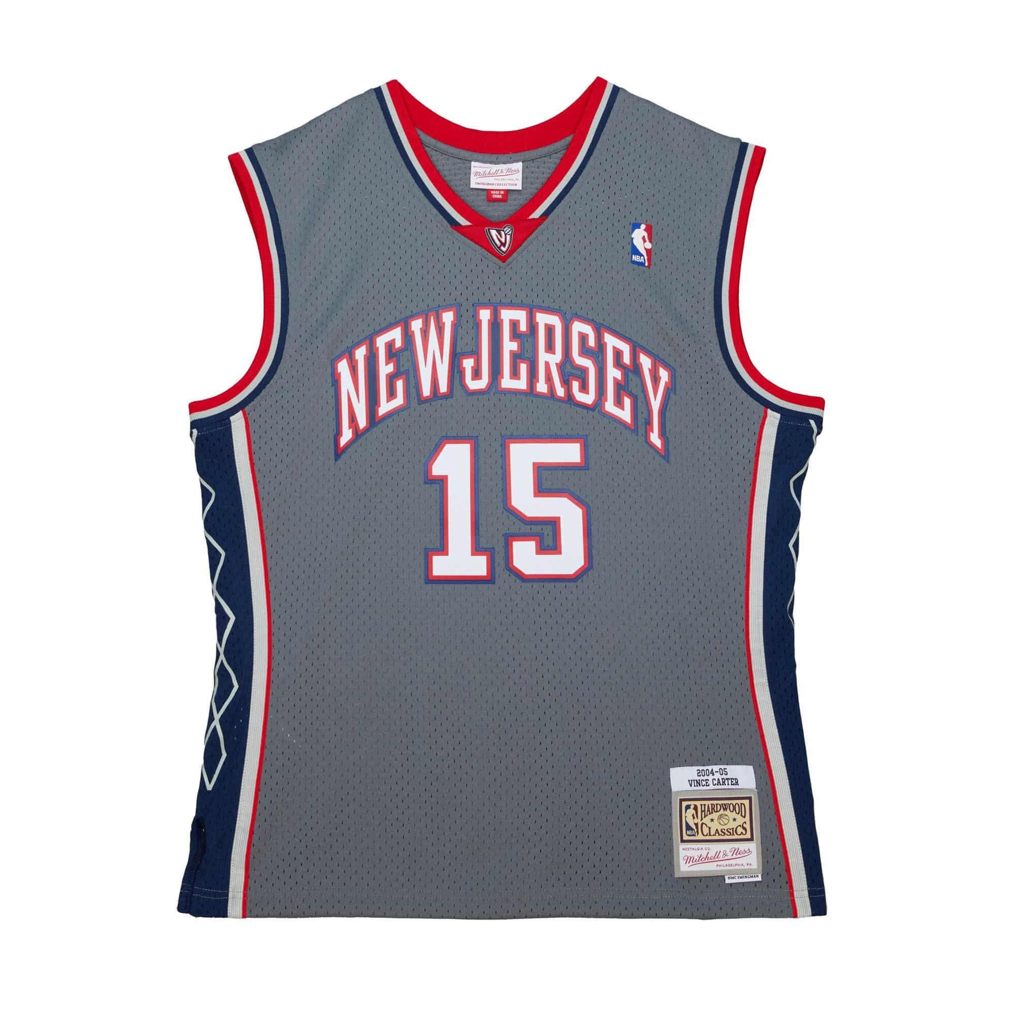 Vince Carter #15 New Jersey Nets 2004-05 Mitchell & Ness Alternate Swingman NBA Jersey Grey — view 1