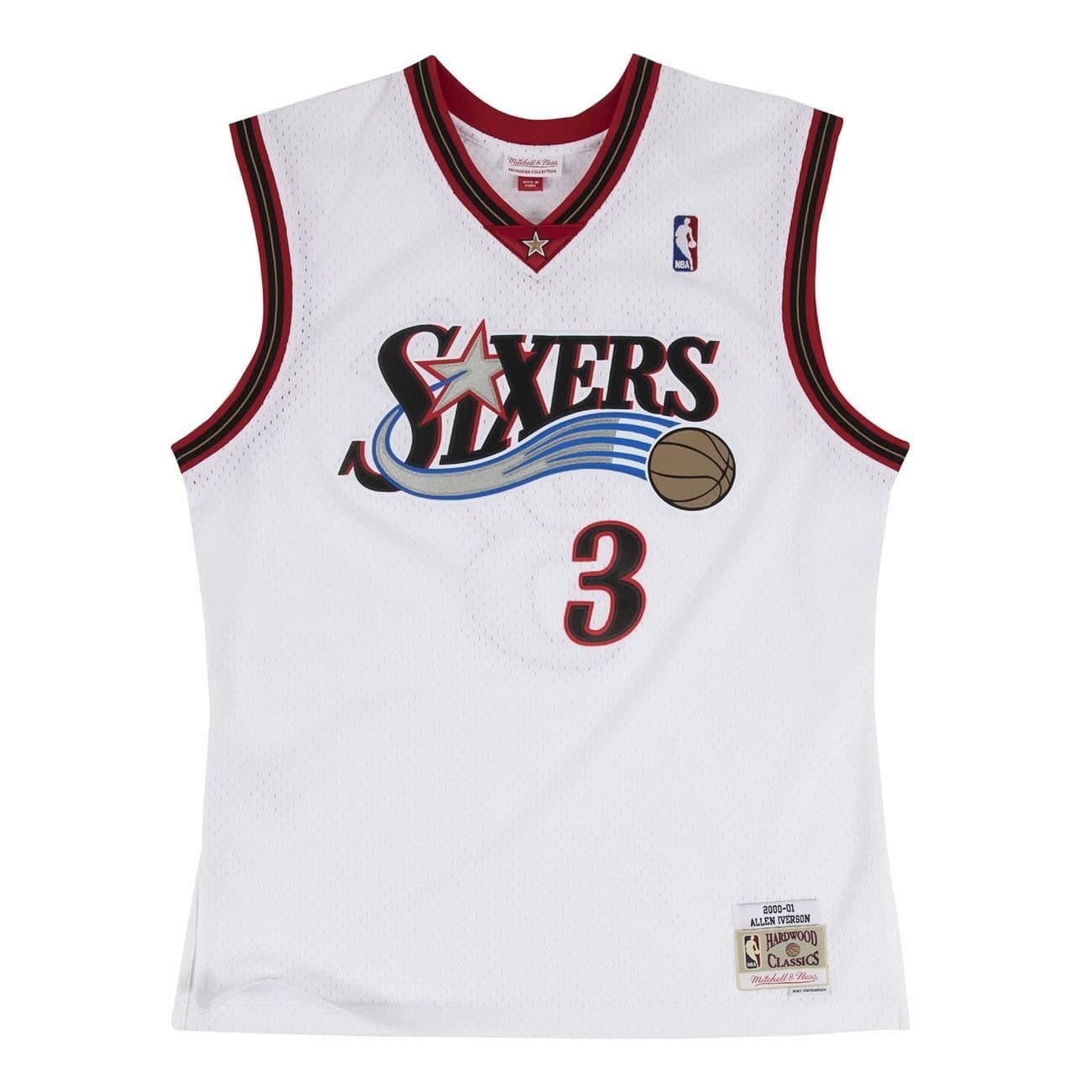 Allen Iverson #3 Philadelphia 76ers 2000-01 Mitchell & Ness Swingman NBA Jersey White — view 1