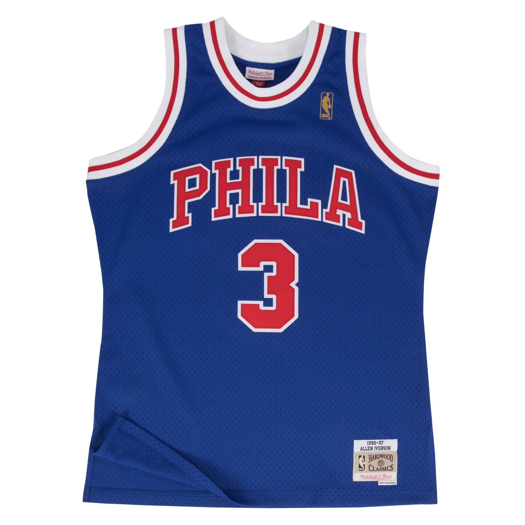Allen Iverson #3 Philadelphia 76ers 1996-97 Swingman NBA Jersey Blue — view 1