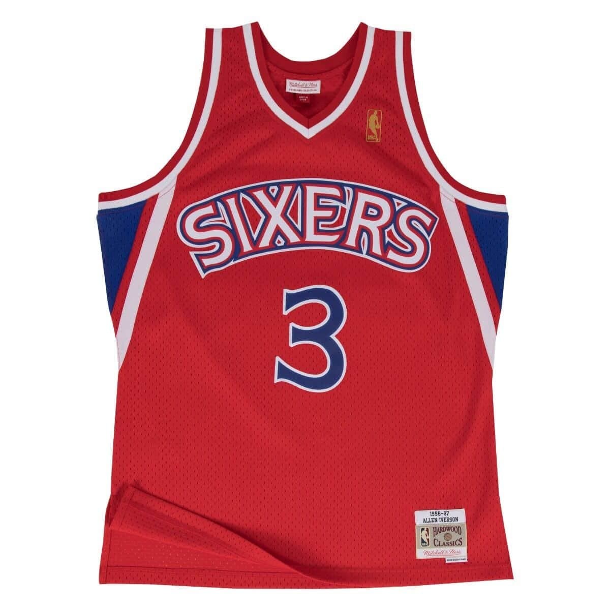 Allen Iverson #3 Philadelphia 76ers 1996-97 Swingman NBA Jersey Red — view 1