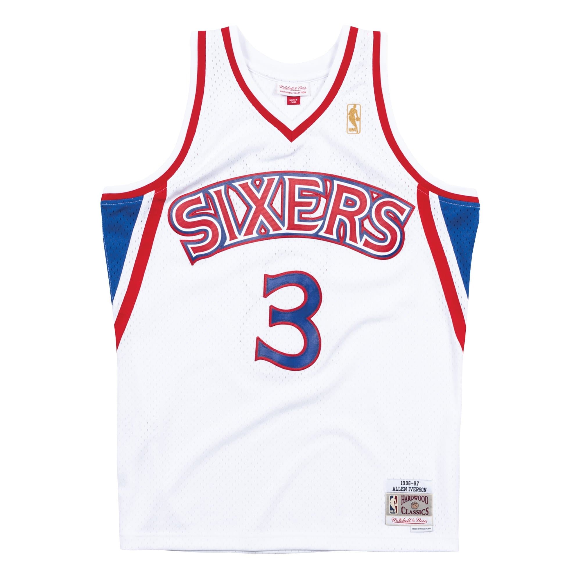Allen Iverson #3 Philadelphia 76ers 1996-97 Swingman NBA Jersey White — view 1