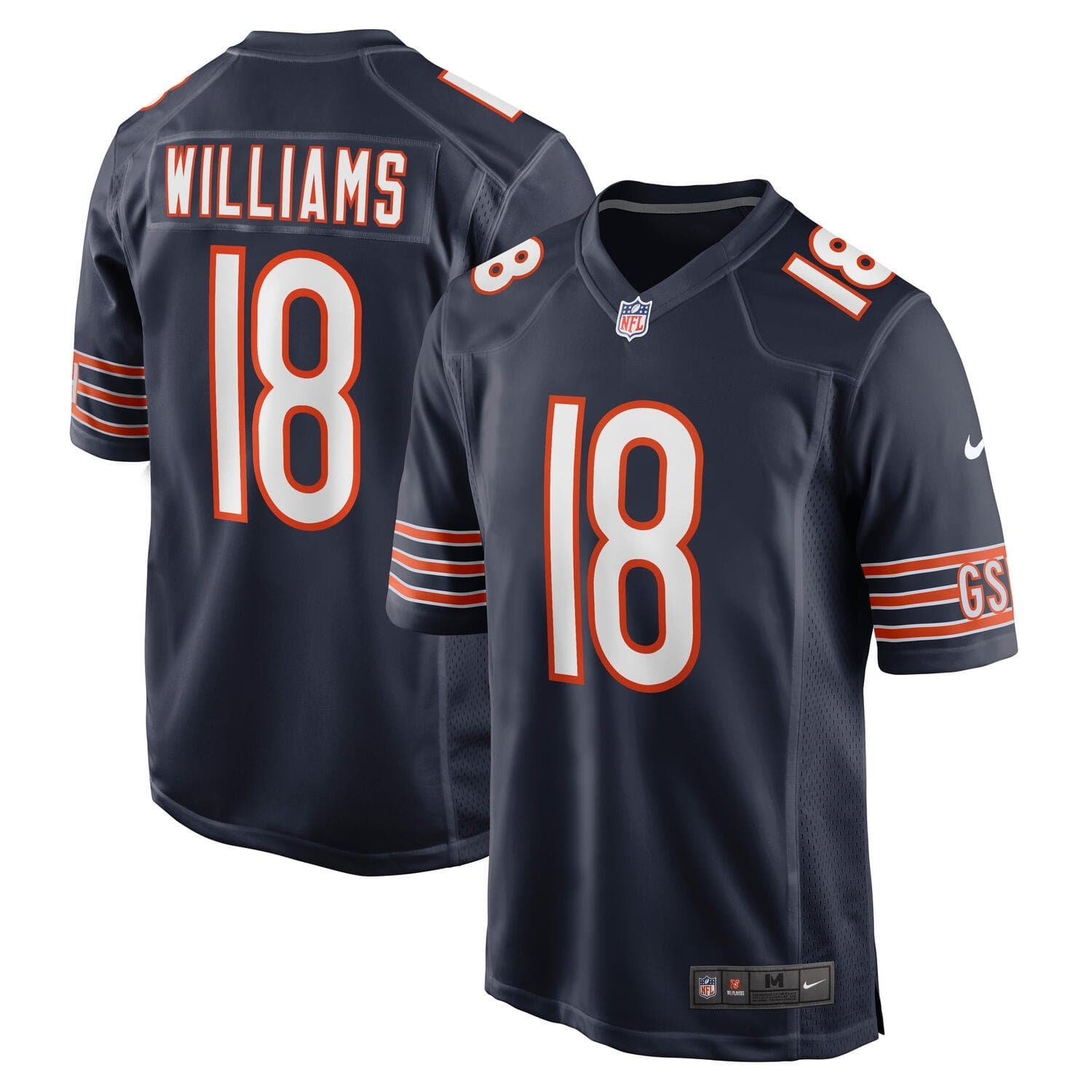 Caleb Williams #18 Chicago Bears Game NFL Jersey Navy — view 1