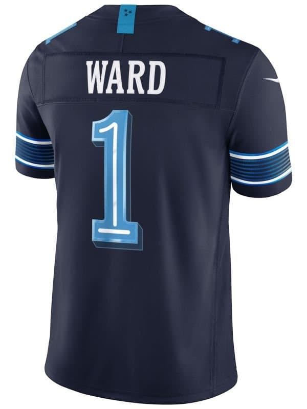 Cam Ward #1 Tennessee Titans 2026 Rivalries Stitched Limited NFL Jersey Navy thumbnail 3
