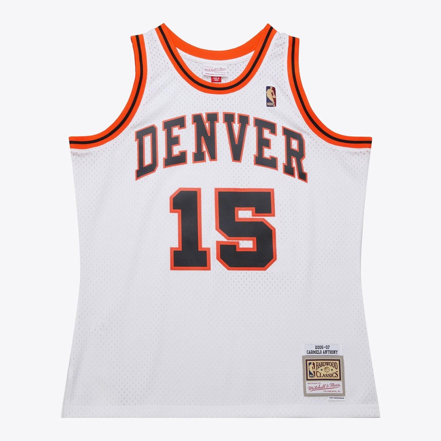 Carmelo Anthony #15 Denver Nuggets 2006-07 Mitchell & Ness Swingman NBA Jersey White — view 1