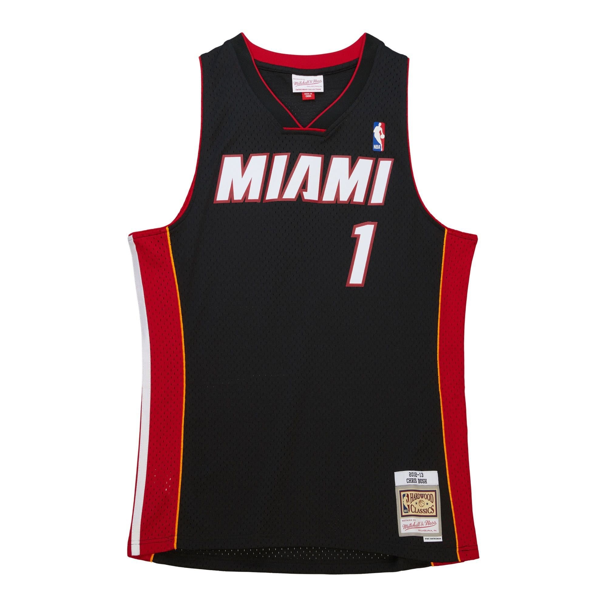Chris Bosh #1 Miami Heat 2012-13 Mitchell & Ness Swingman NBA Jersey Black — view 1