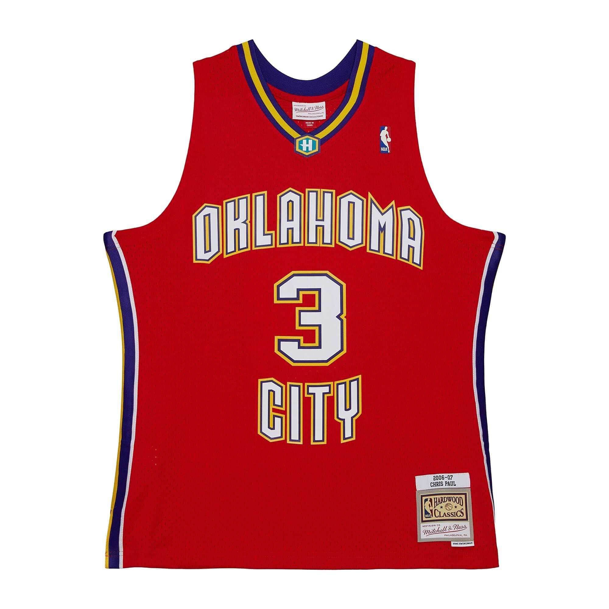 Chris Paul #3 Oklahoma City Hornets 2006-07 Mitchell & Ness Swingman NBA Jersey Red — view 1