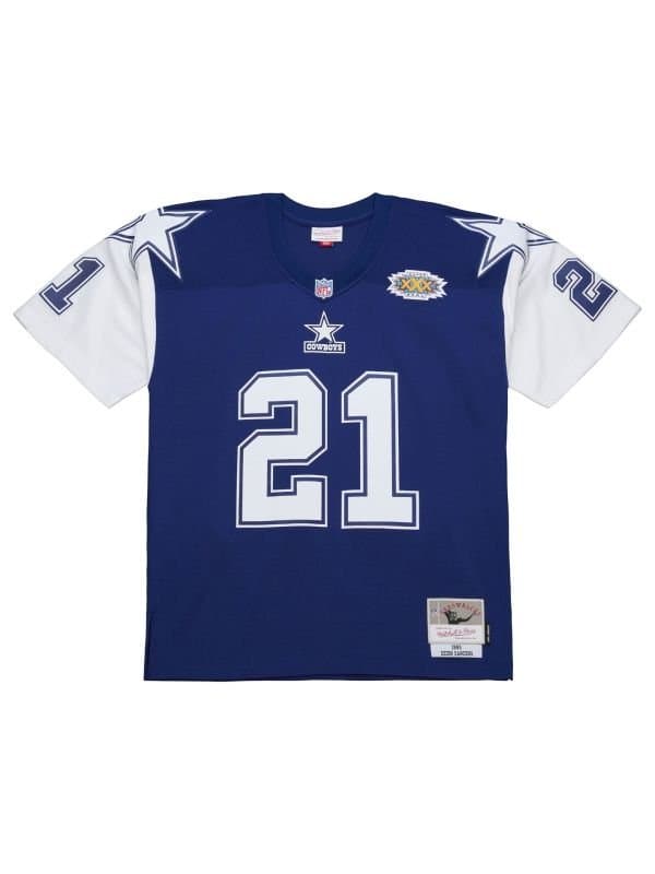 Deion Sanders #21 Dallas Cowboys 1995 Legacy Super Bowl XXX NFL Jersey Navy — view 1