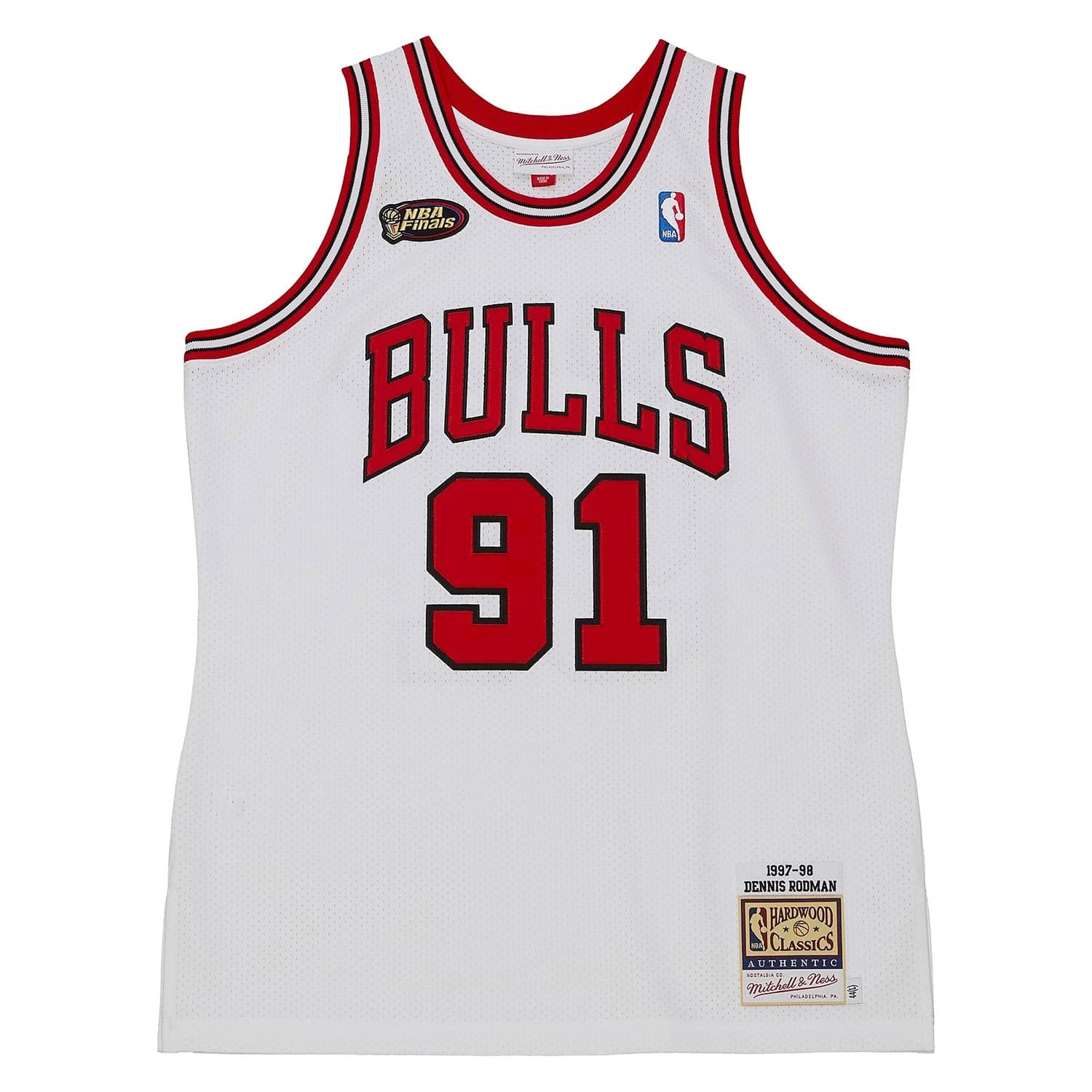 Dennis Rodman #91 Chicago Bulls 1997-98 Authentic NBA Jersey White — view 1