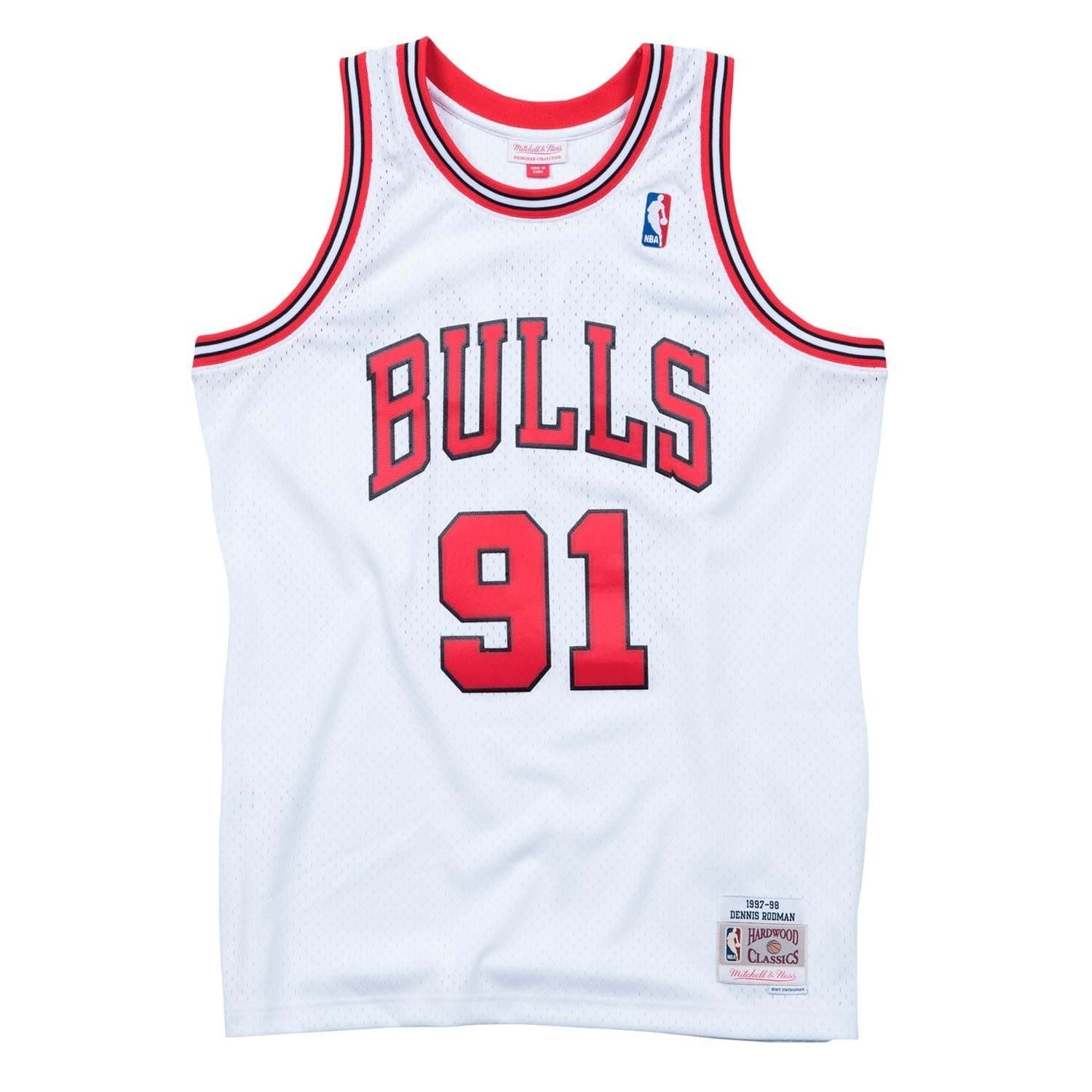 Dennis Rodman #91 Chicago Bulls 1997-98 Swingman NBA Jersey White — view 1