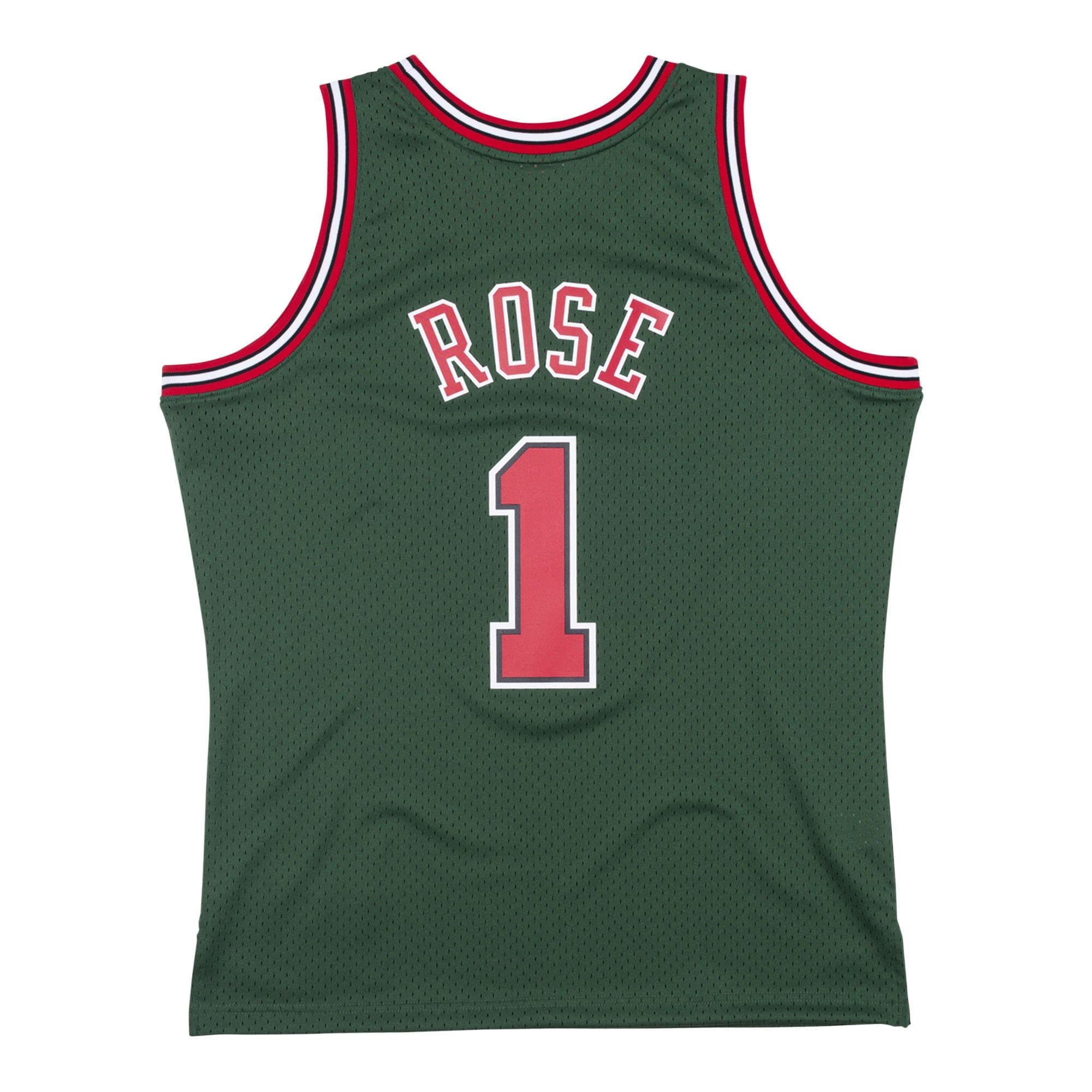 Derrick Rose #1 Chicago Bulls 2008-09 Green Week Swingman NBA Jersey thumbnail 2