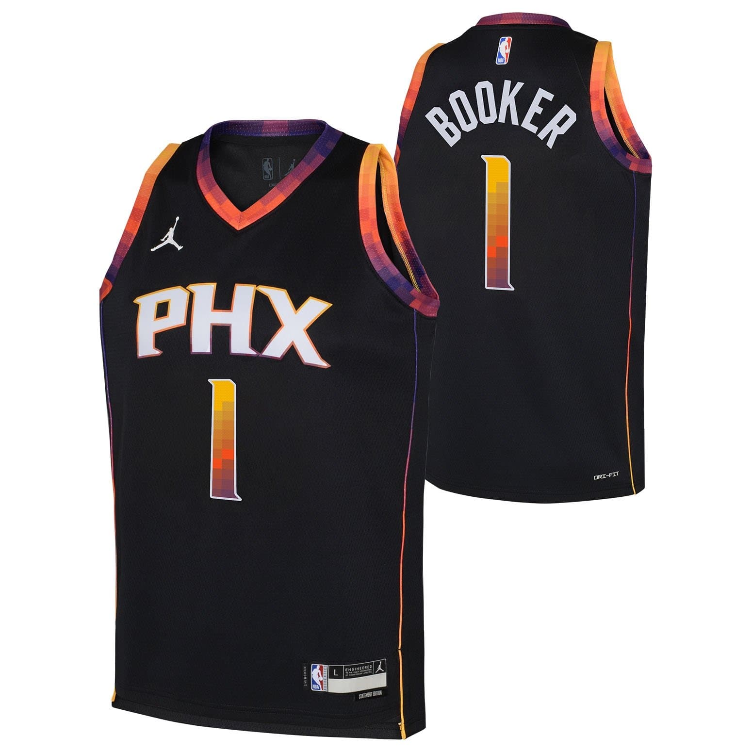Devin Booker #1 Phoenix Suns Jordan Swingman NBA Jersey Black (YOUTH) — view 1