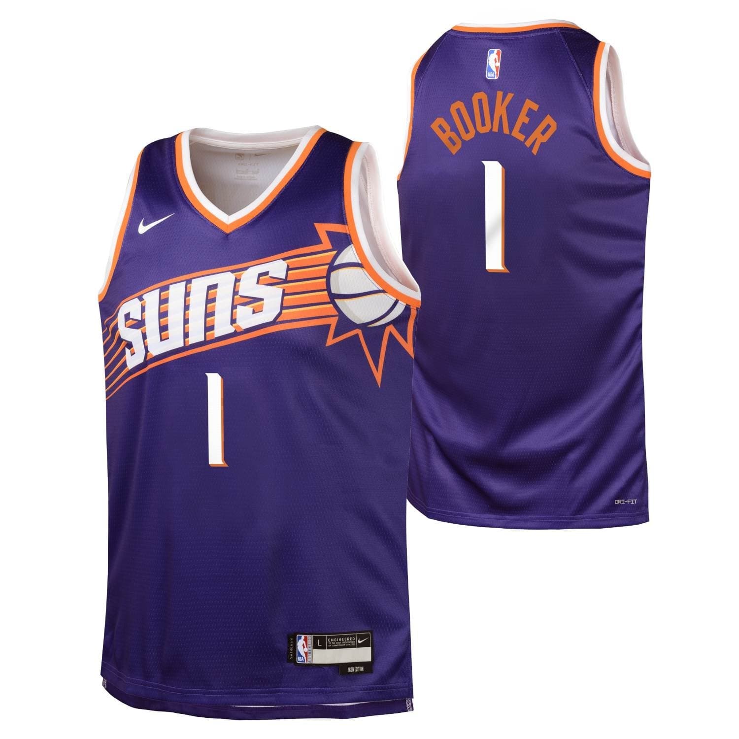 Devin Booker #1 Phoenix Suns Nike Swingman NBA Jersey Purple (YOUTH) — view 1