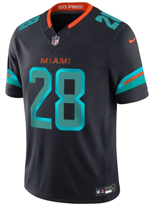 De'Von Achane #28 Miami Dolphins Rivalries Stitched Limited NFL Jersey Navy thumbnail 2