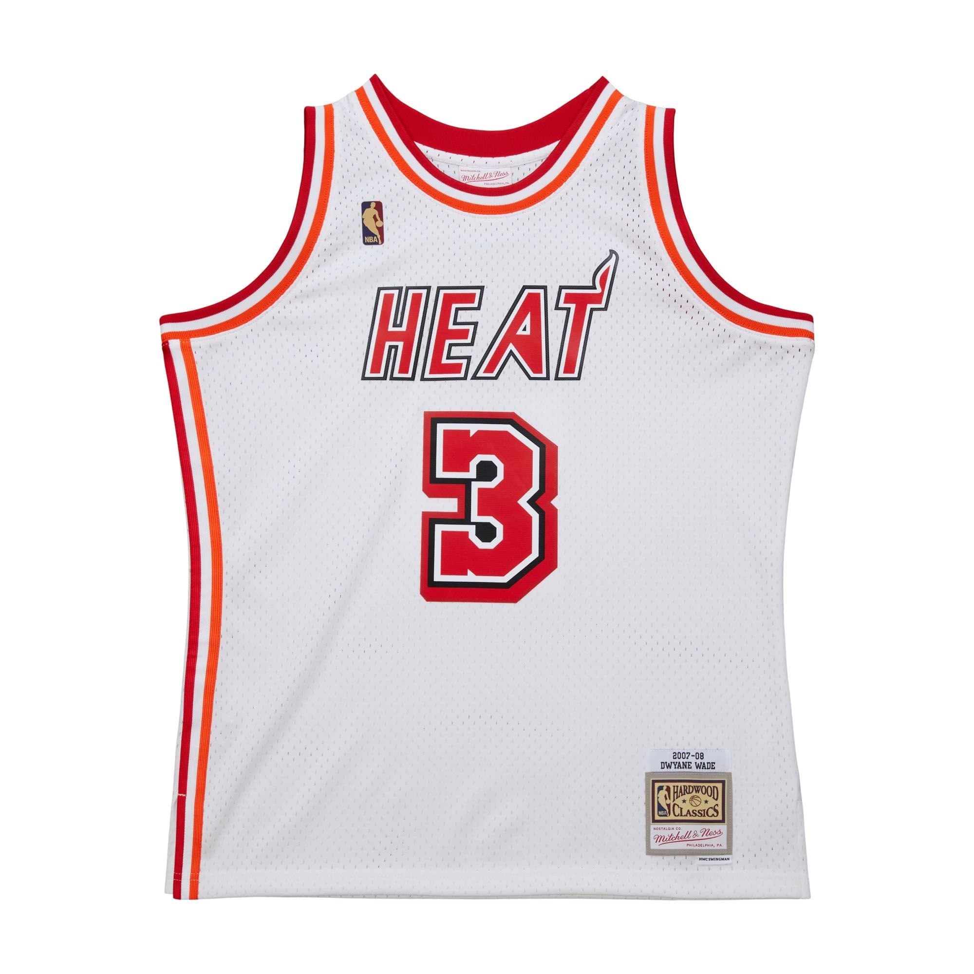 Dwyane Wade #3 Miami Heat 2007-08 Mitchell & Ness Swingman NBA Jersey White — view 1