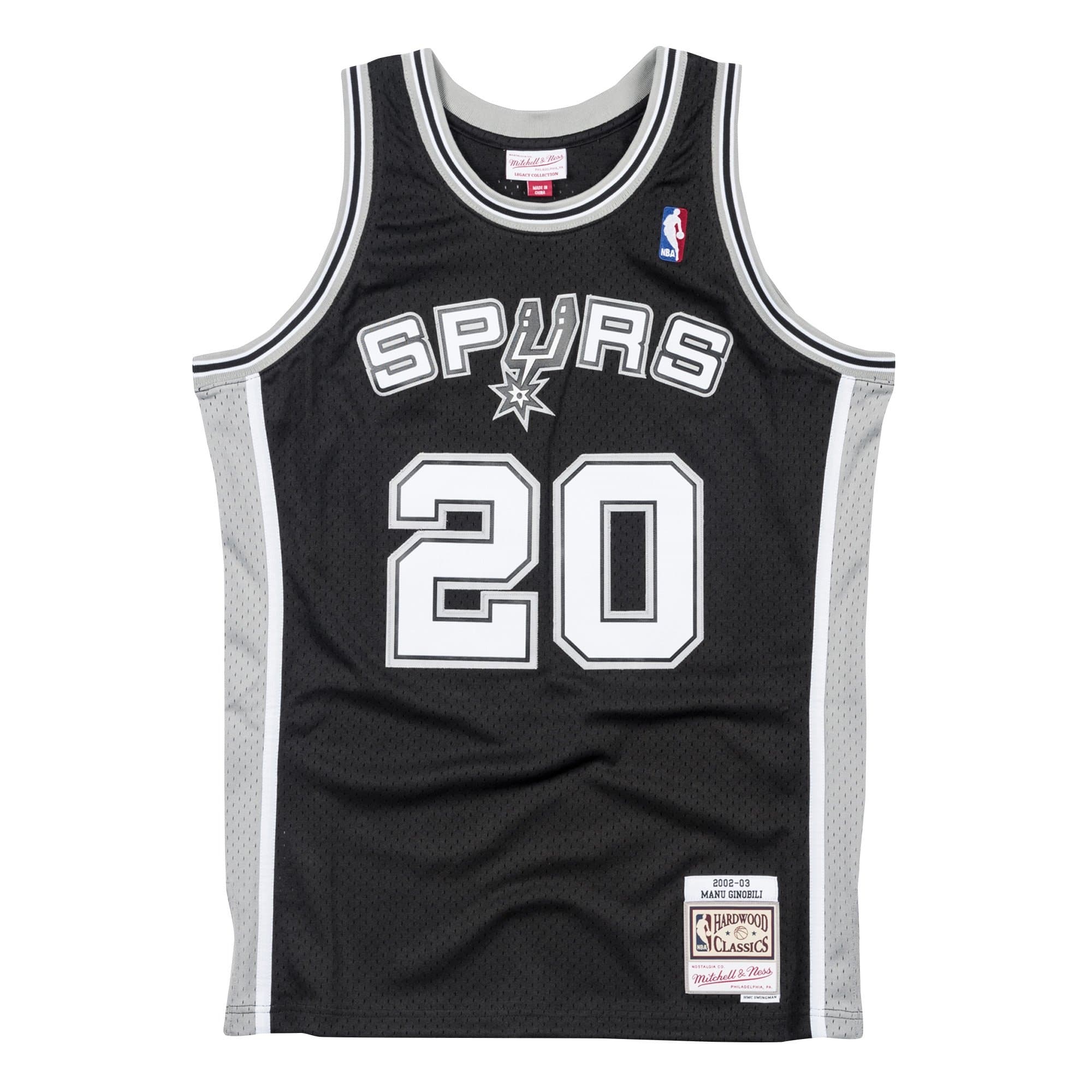 Emanuel Ginóbili #20 San Antonio Spurs 2002-03 Swingman NBA Jersey Black — view 1