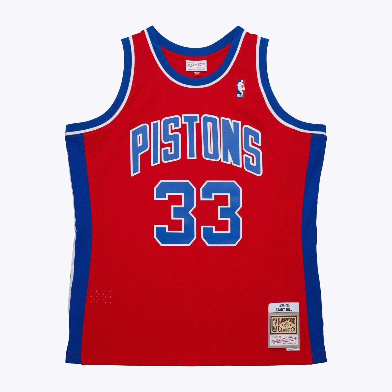 Grant Hill #33 Detroit Pistons 1994-95 Mitchell & Ness Swingman NBA Jersey Red — view 1