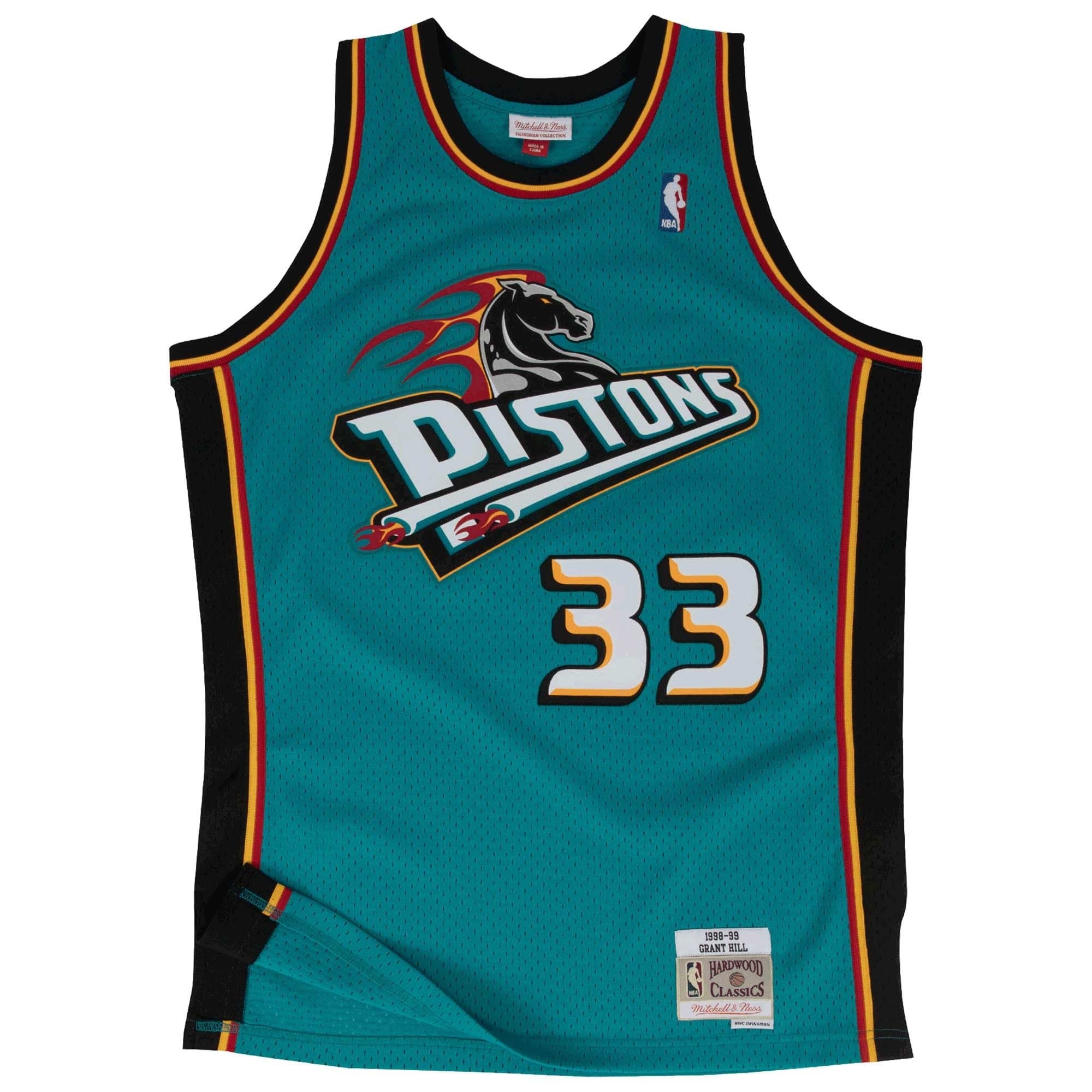 Grant Hill #33 Detroit Pistons 1998-99 Mitchell & Ness Swingman NBA Jersey Teal — view 1