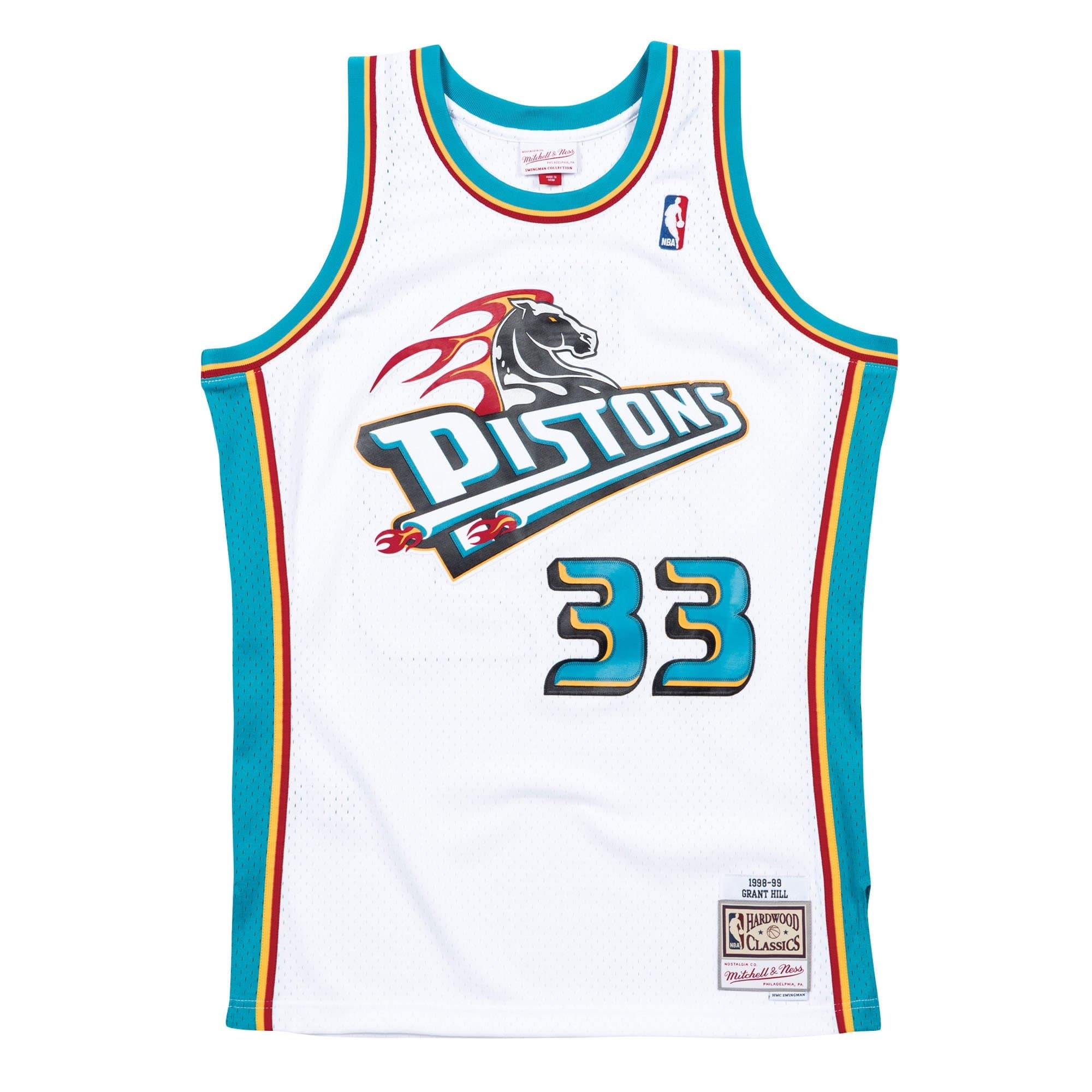 Grant Hill #33 Detroit Pistons 1998-99 Swingman NBA Jersey White — view 1