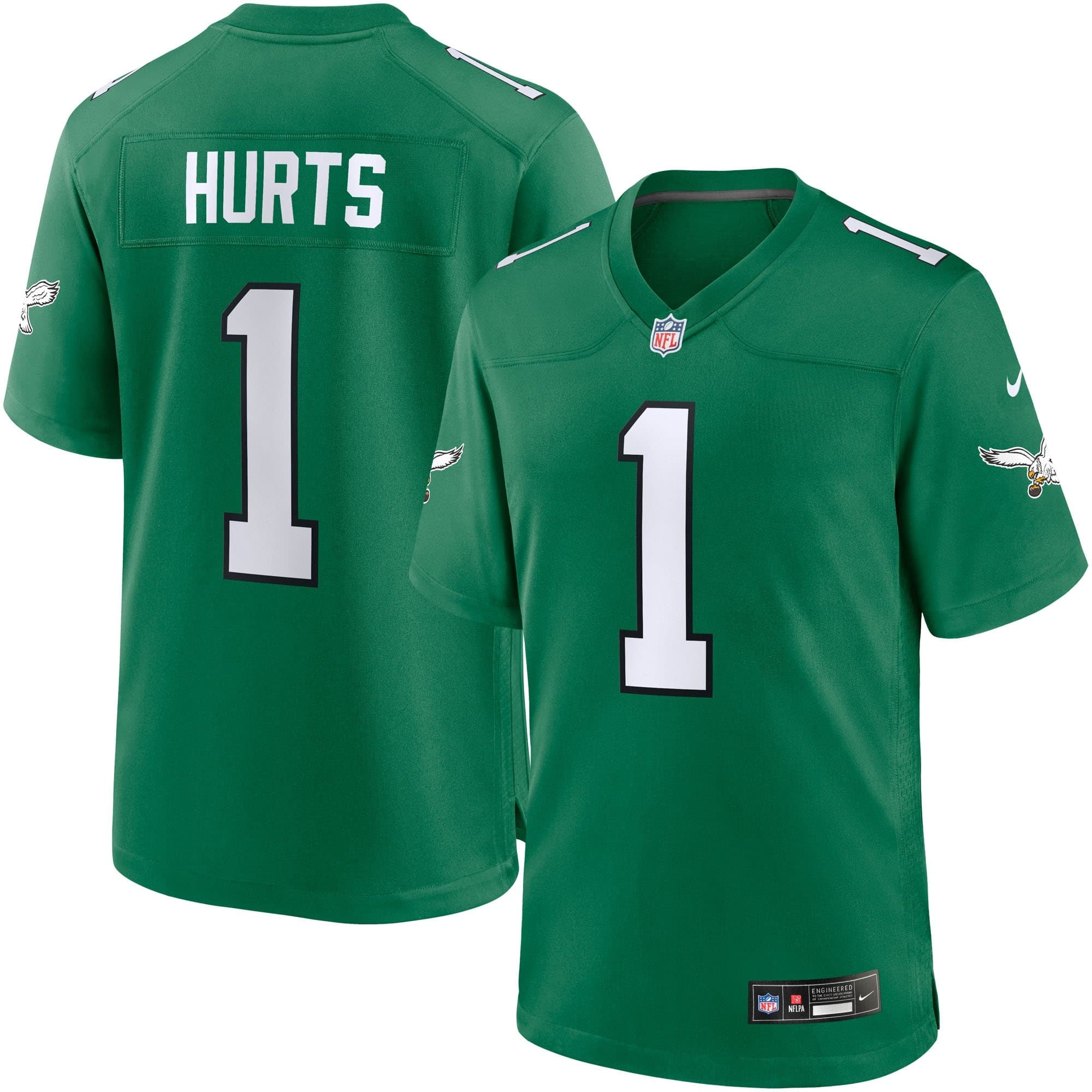 Jalen Hurts #1 Philadelphia Eagles Classic Game NFL Jersey Green — view 1