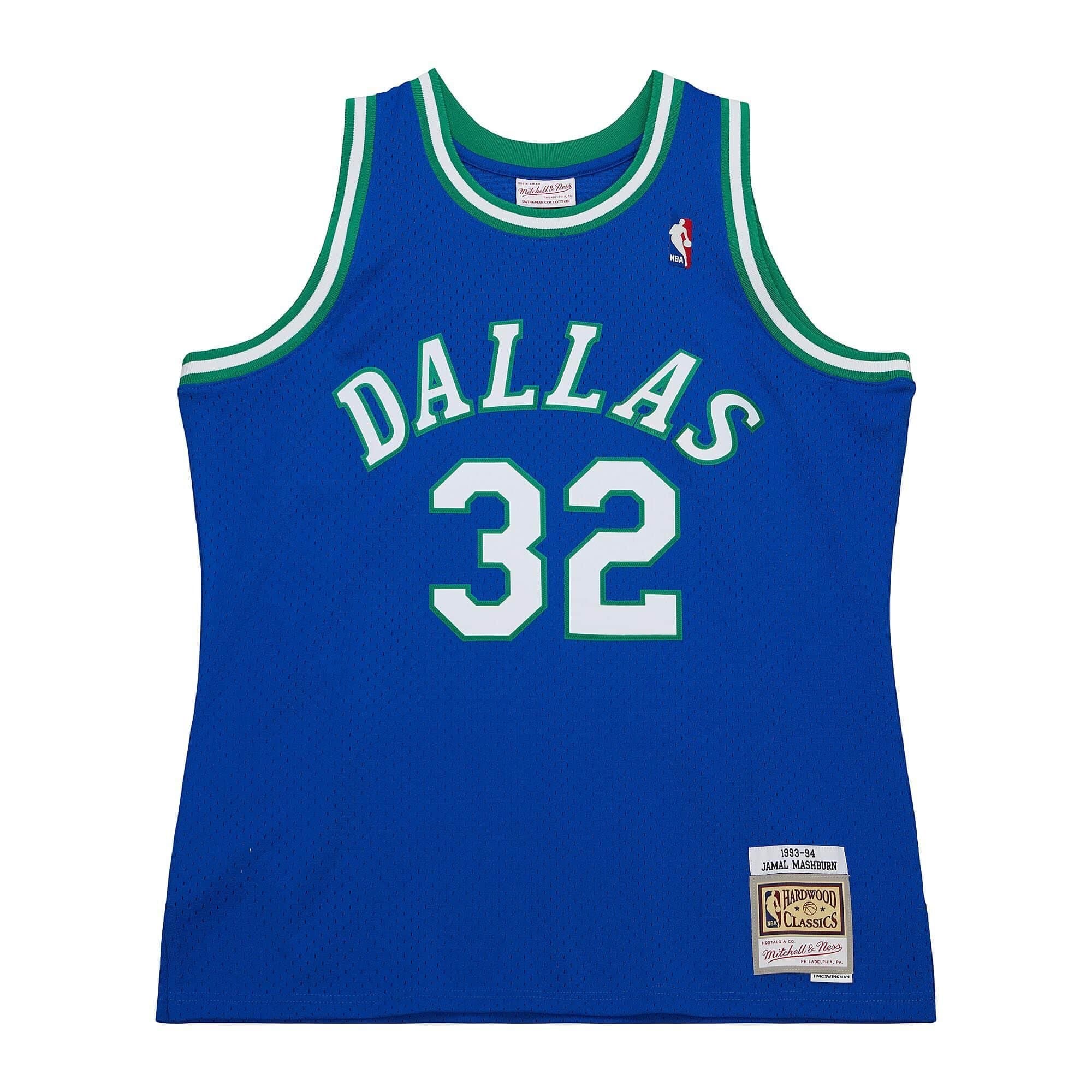 Jamal Mashburn #32 Dallas Mavericks 1993-94 Mitchell & Ness Swingman NBA Jersey Blue — view 1