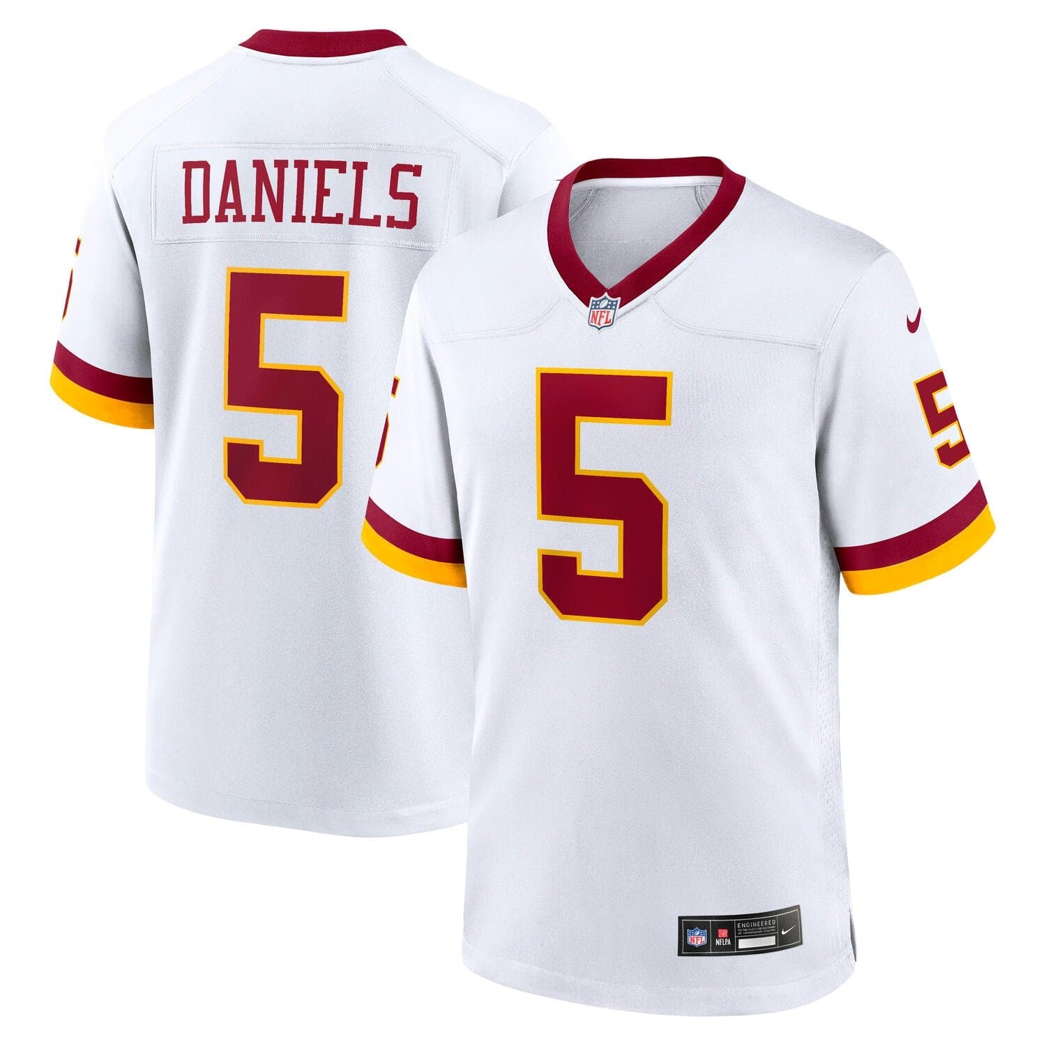 Jayden Daniels #5 Washington Commanders Game NFL Jersey White — view 1