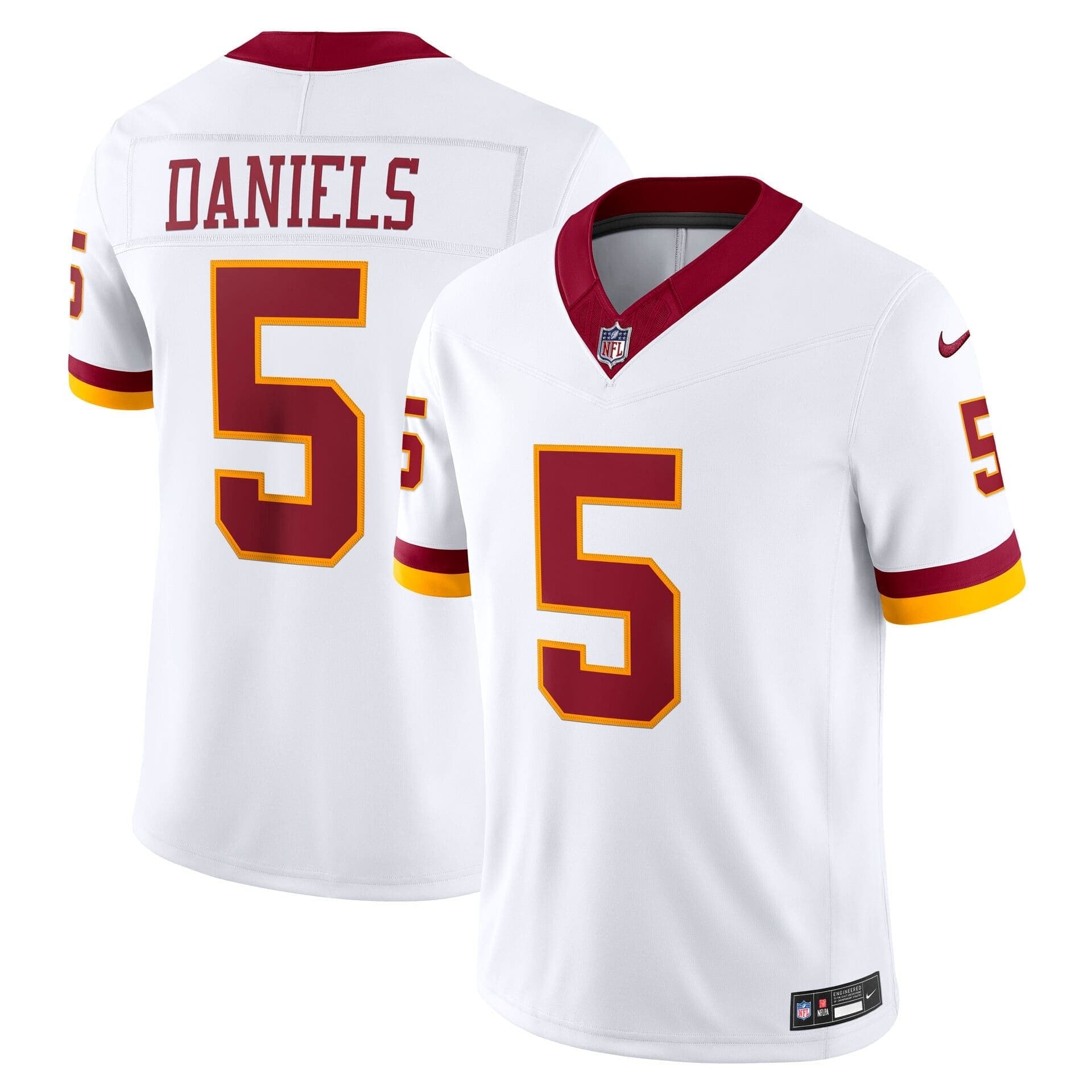 Jayden Daniels #5 Washington Commanders 2026 Stitched Limited NFL Jersey White — view 1