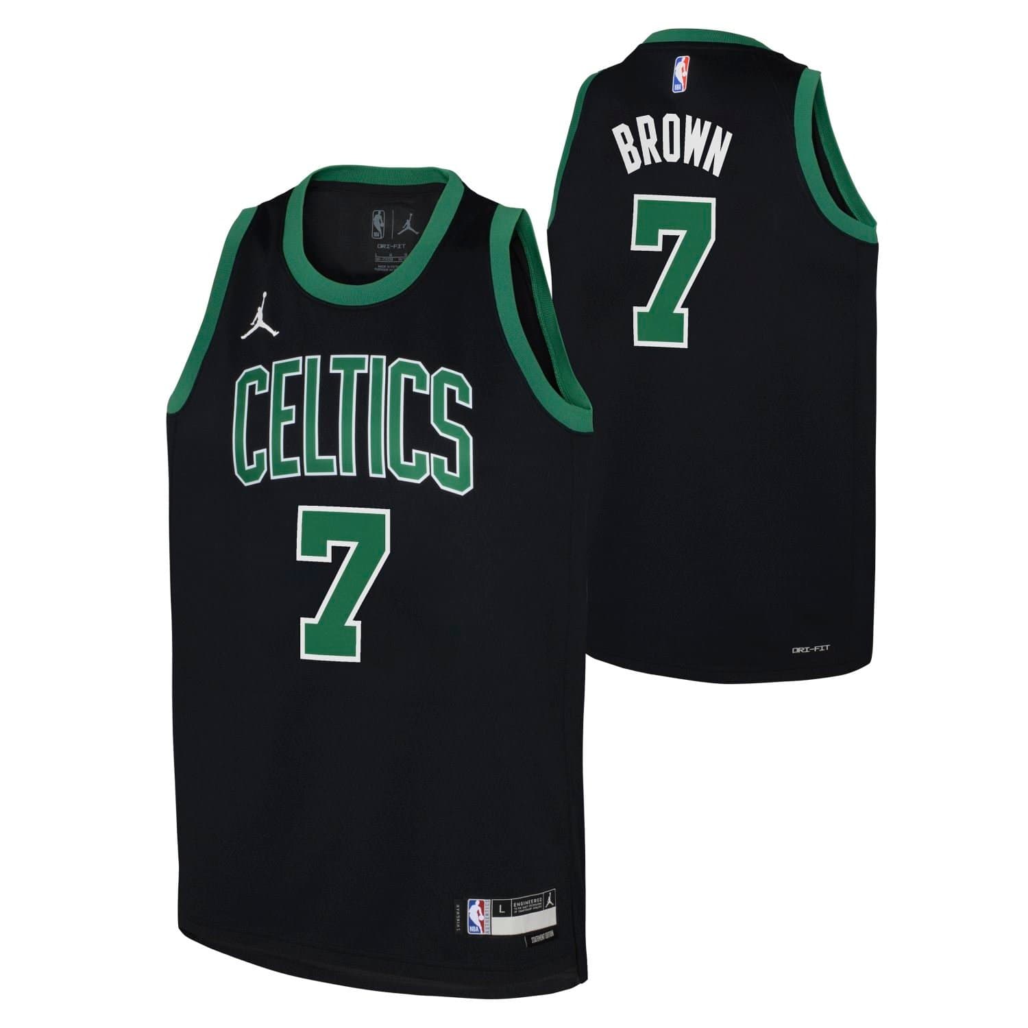 Jaylen Brown #7 Boston Celtics Statement Swingman NBA Jersey Black (YOUTH) — view 1