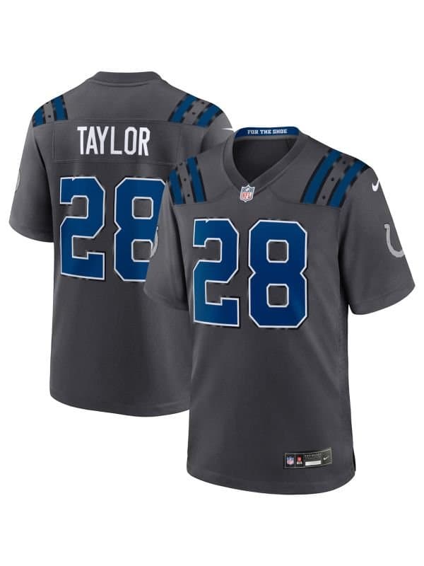 Jonathan Taylor #28 Indianapolis Colts 2026 Rivalries Game NFL Jersey Anthracite — view 1