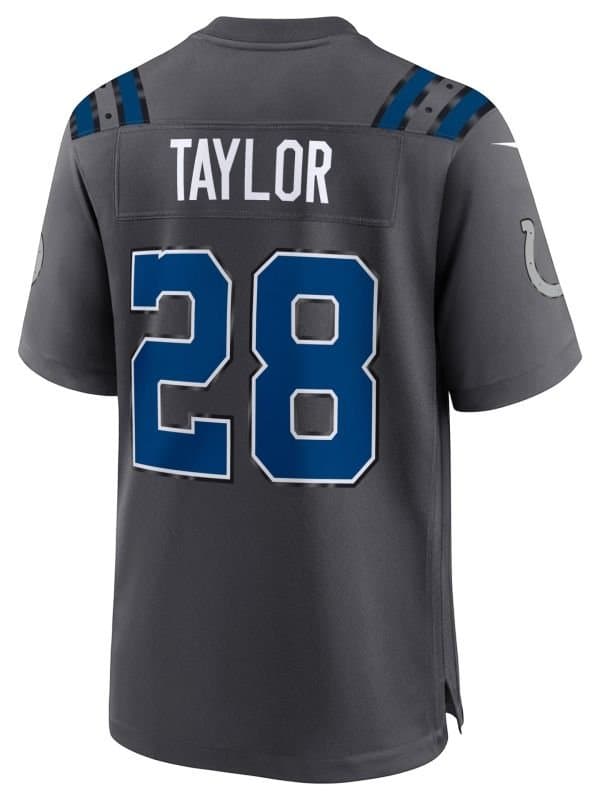 Jonathan Taylor #28 Indianapolis Colts 2026 Rivalries Game NFL Jersey Anthracite thumbnail 3