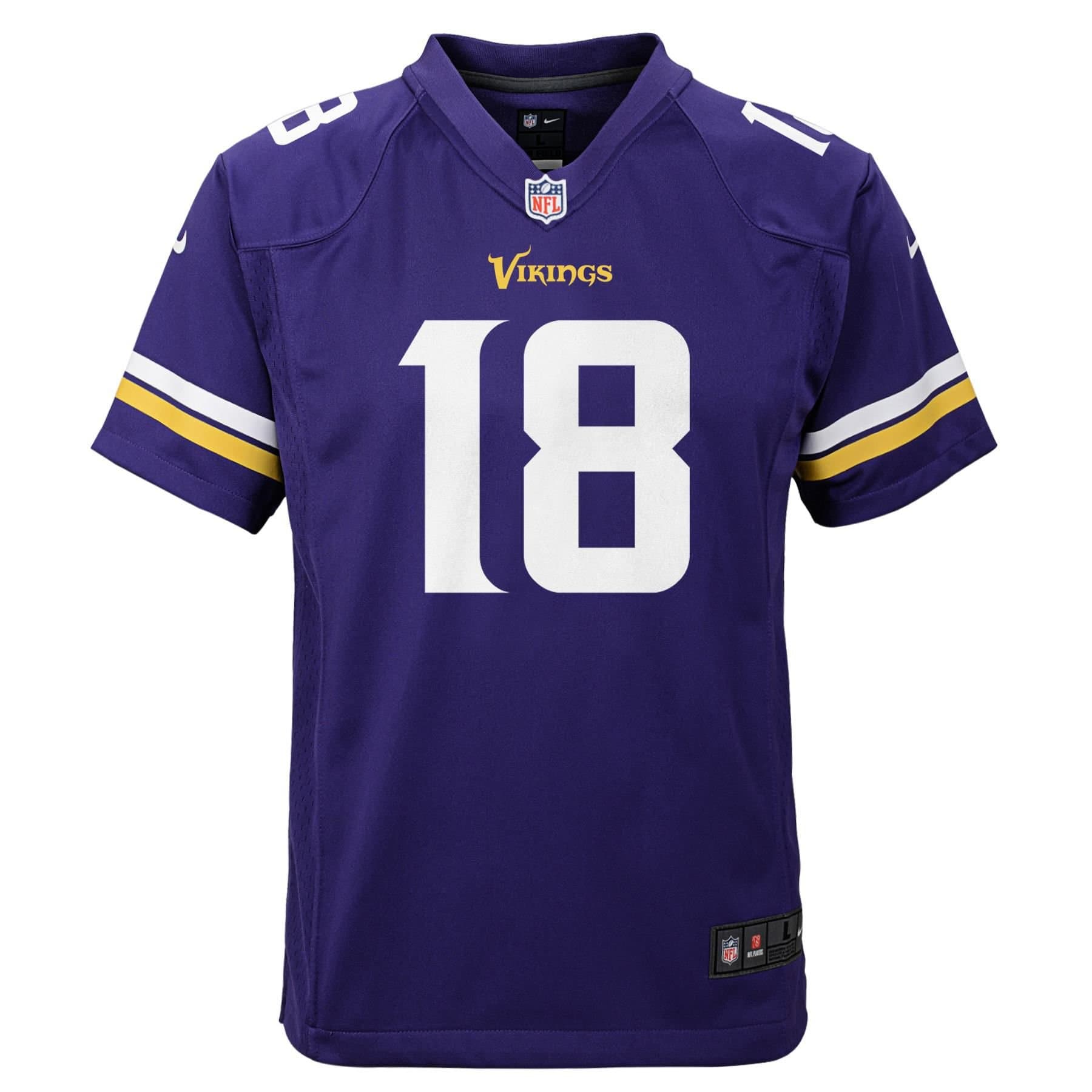 Justin Jefferson #18 Minnesota Vikings Game Football NFL Jersey Purple (YOUTH) thumbnail 2