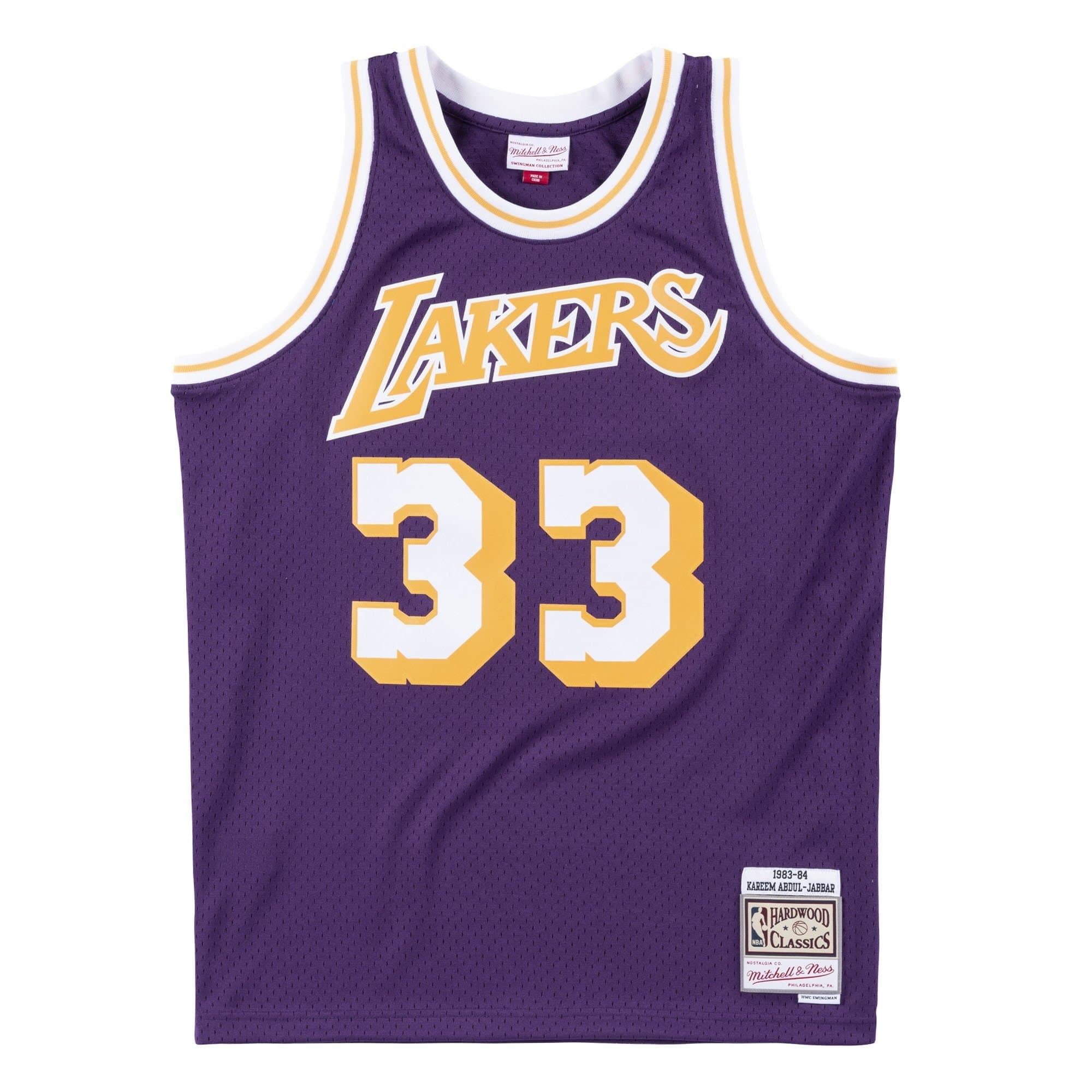 Kareem Abdul-Jabbar #33 Los Angeles Lakers 1983-84 Swingman NBA Jersey Purple — view 1