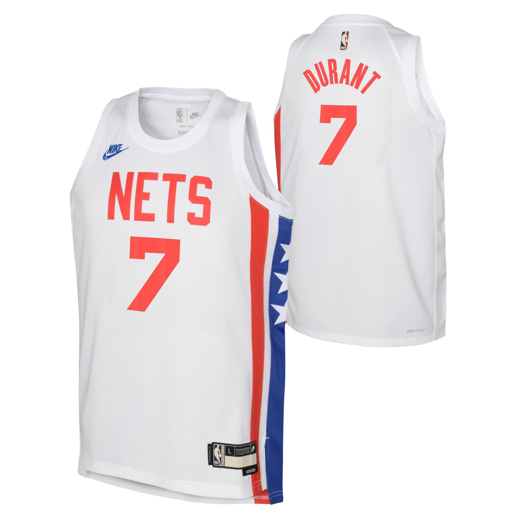Kevin Durant #7 Brooklyn Nets Hardwood Classics Nike Swingman NBA Jersey (YOUTH) — view 1