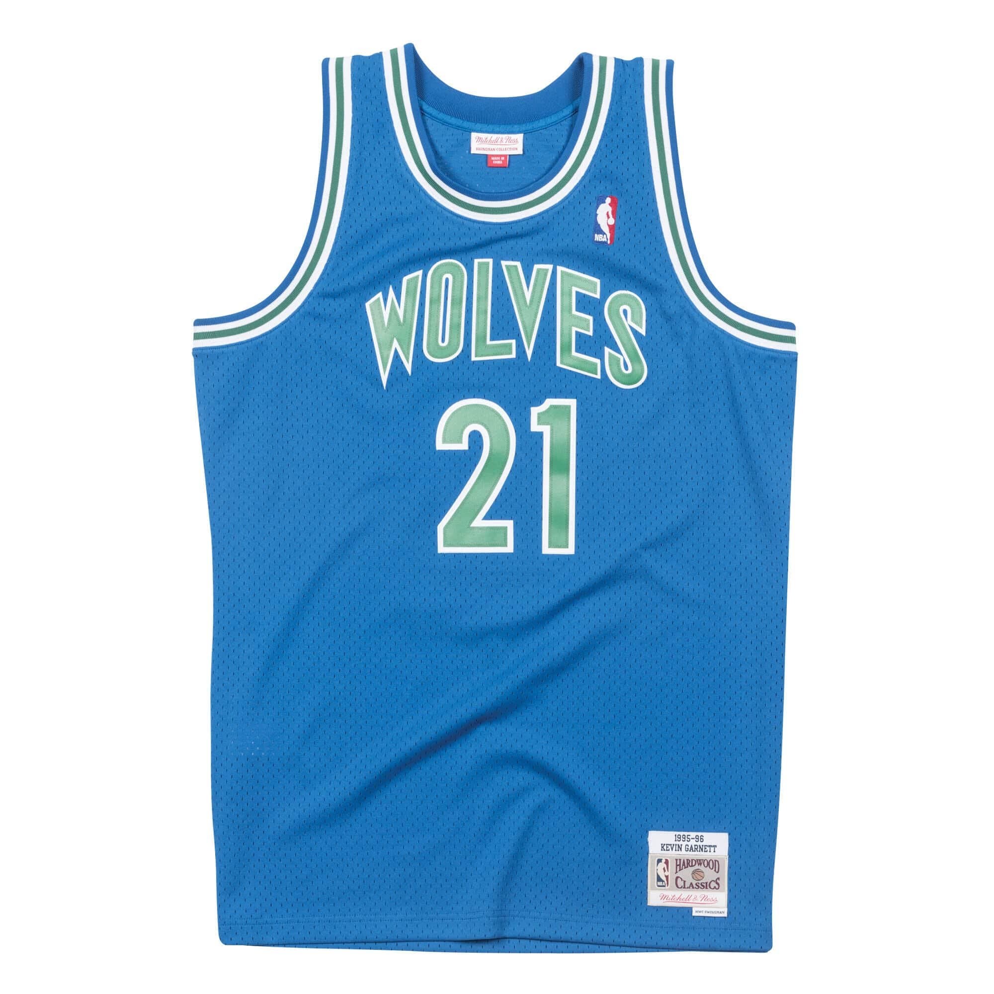 Kevin Garnett #21 Minnesota Timberwolves 1995-96 Swingman NBA Jersey Blue — view 1