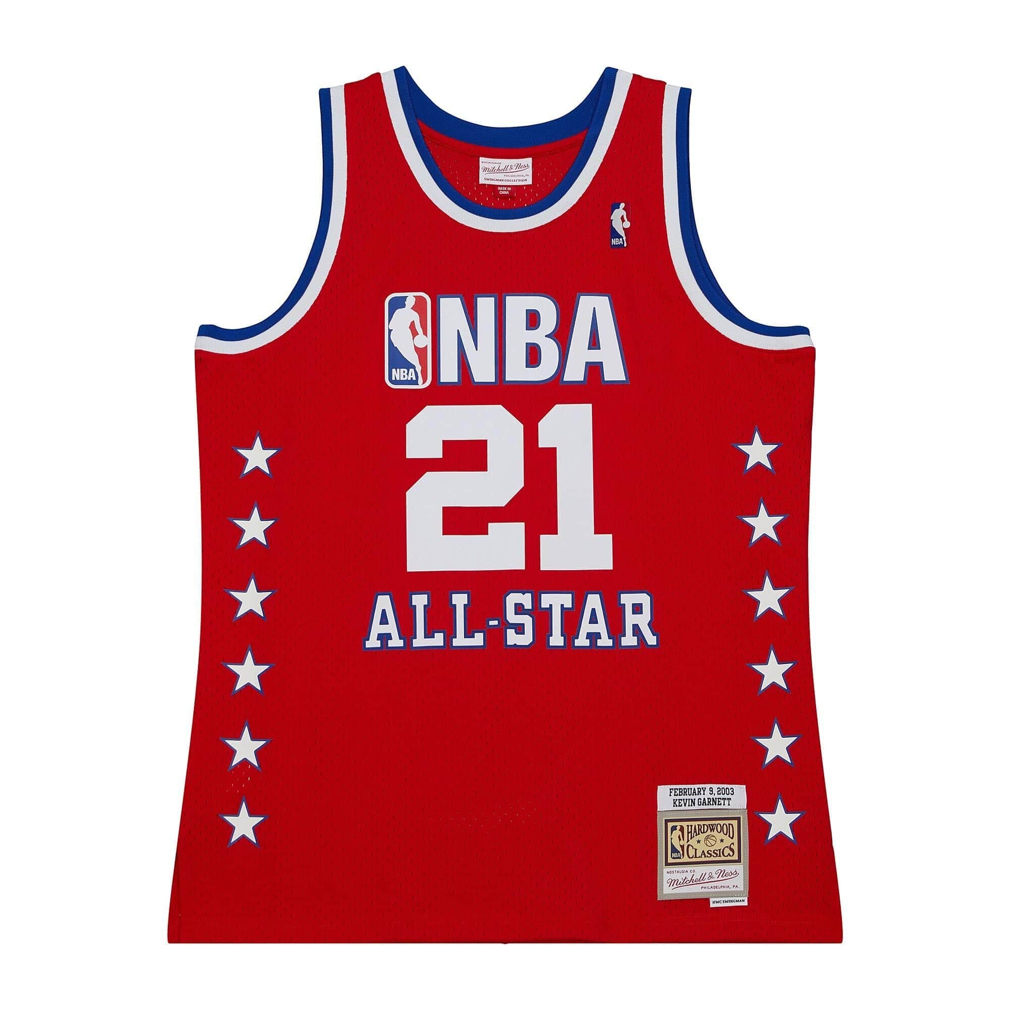 Kevin Garnett #21 2003 NBA All-Star Game Mitchell & Ness Swingman NBA Jersey Red — view 1