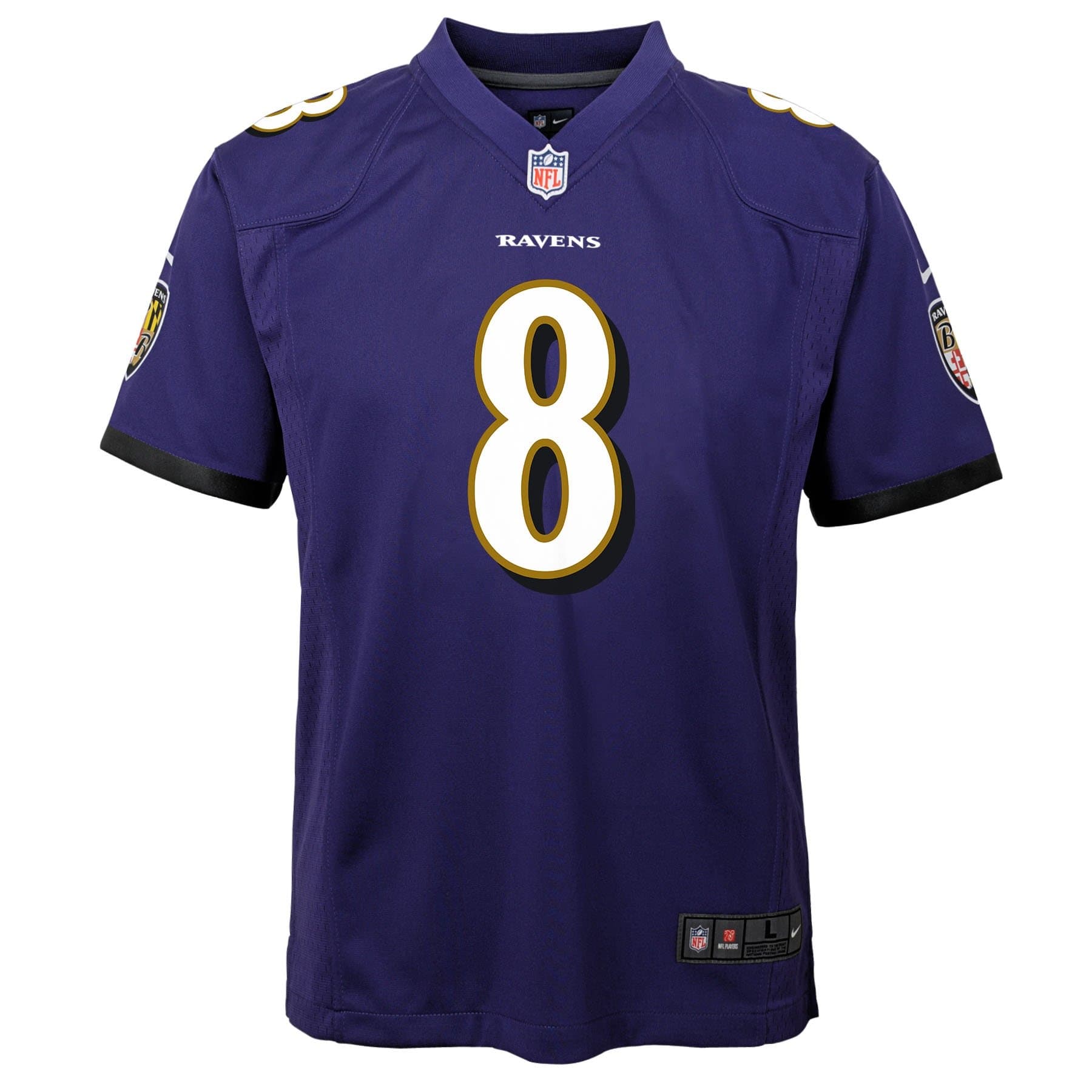 Lamar Jackson #8 Baltimore Ravens Game Youth NFL Jersey Purple (YOUTH) thumbnail 3