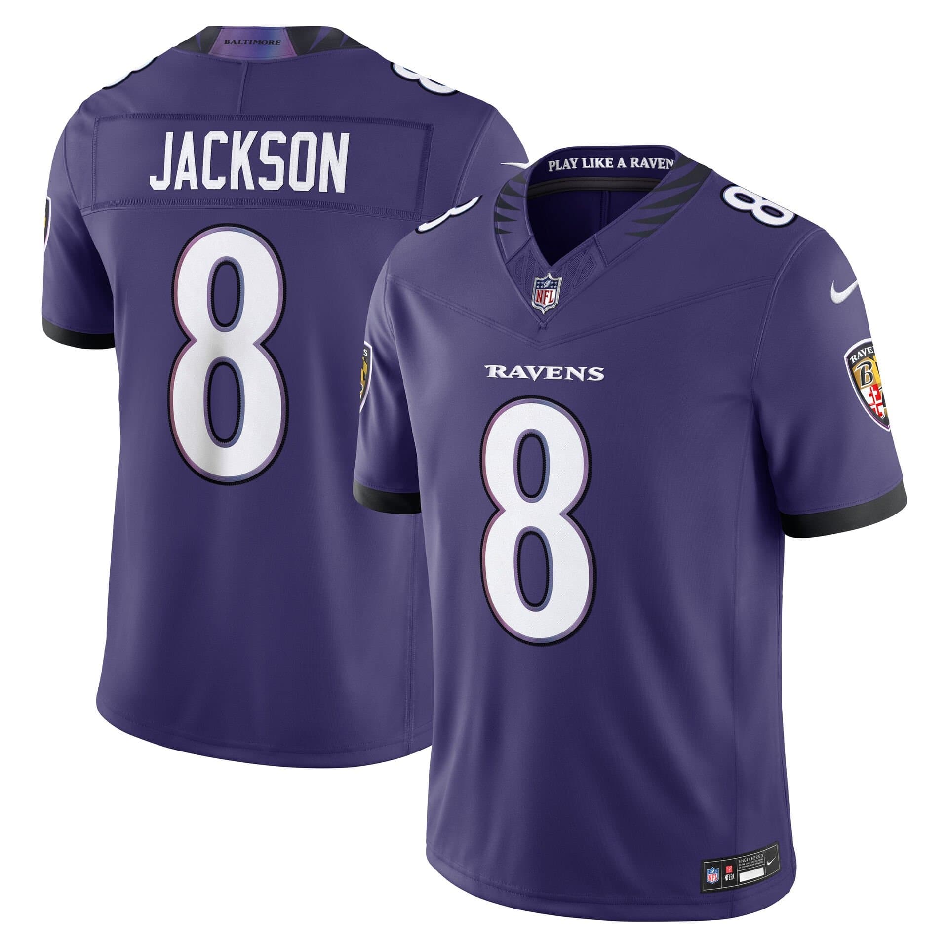 Lamar Jackson #8 Baltimore Ravens 2026 Stitched Limited NFL Jersey Purple — view 1
