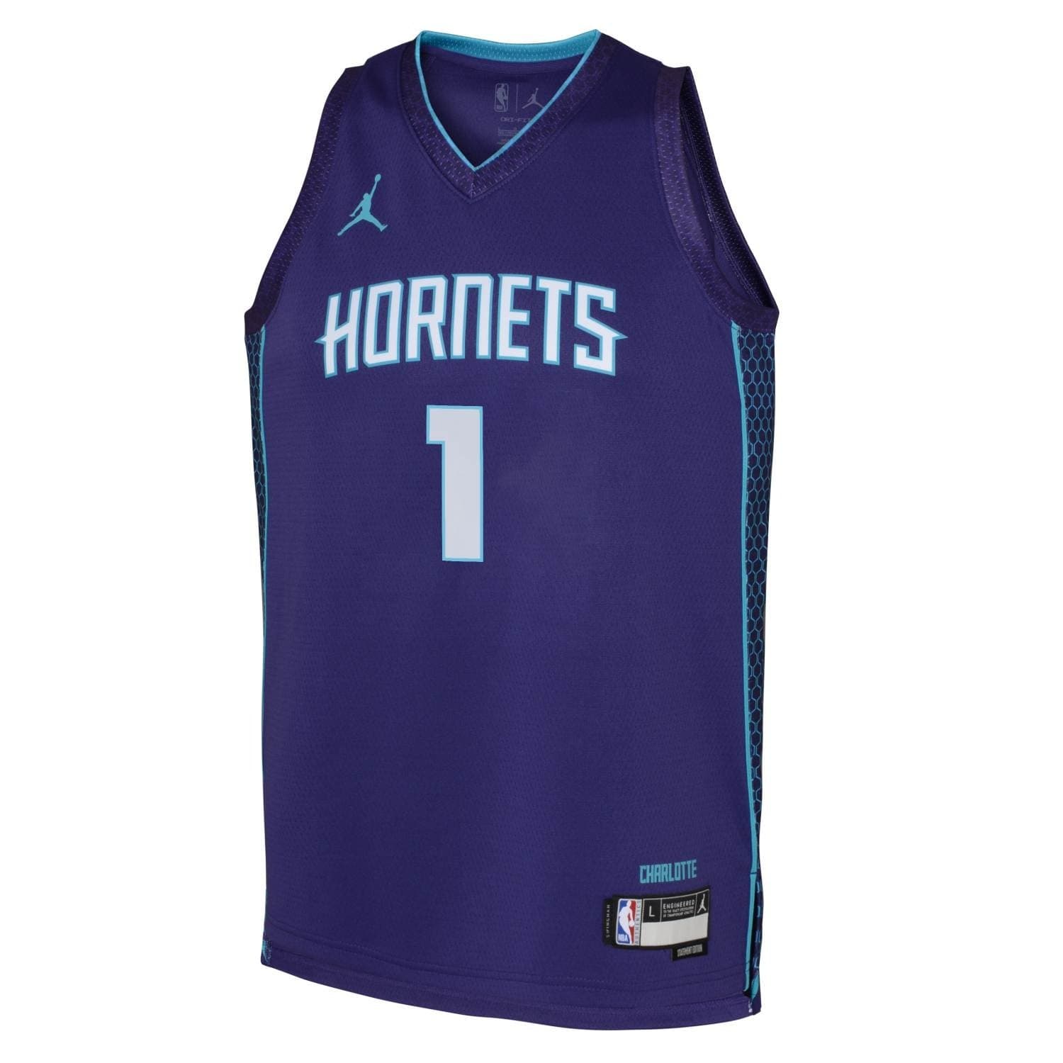 LaMelo Ball #1 Charlotte Hornets Jordan Swingman NBA Jersey Purple (YOUTH) thumbnail 2