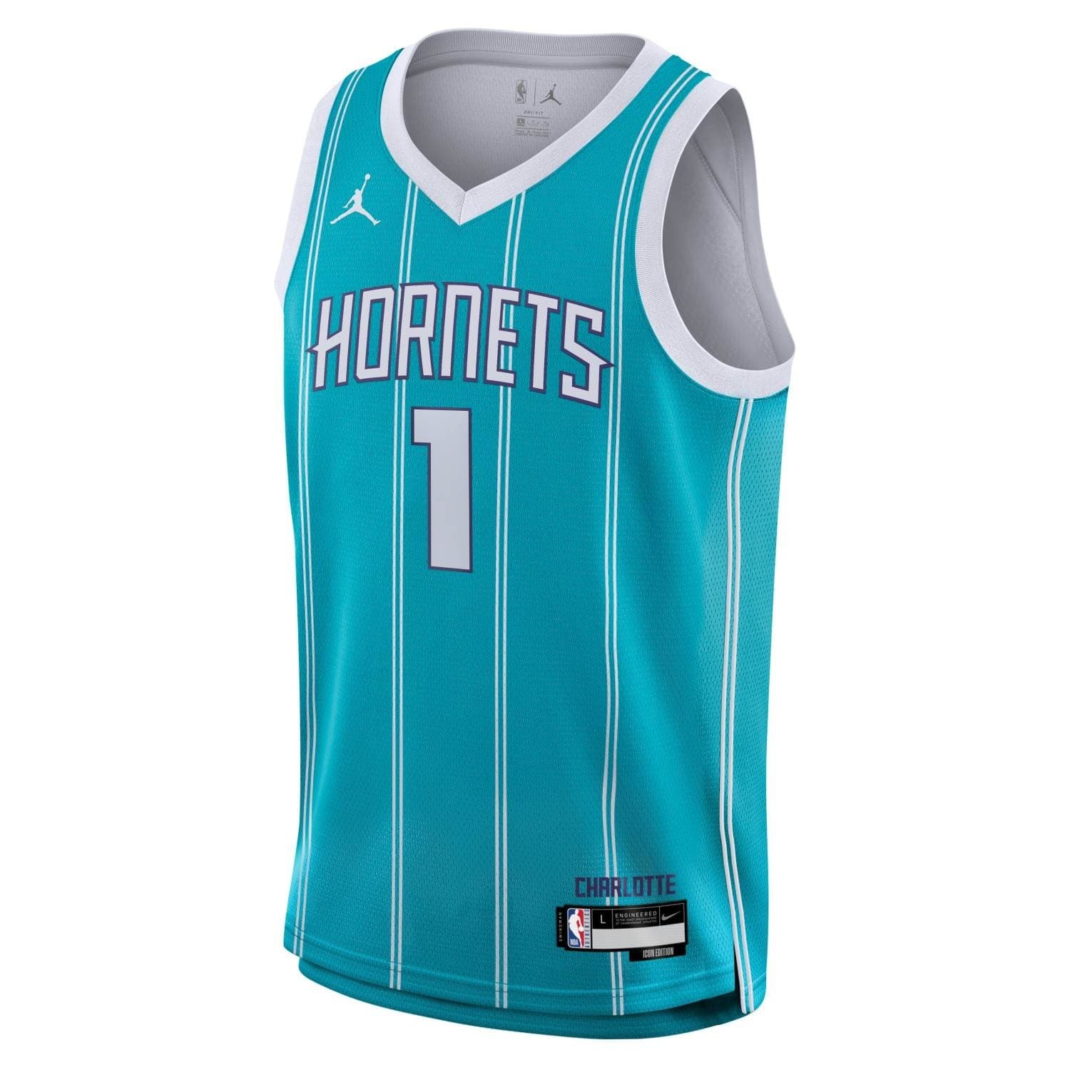 Lamelo Ball #1 Charlotte Hornets Jordan Swingman NBA Jersey Teal (YOUTH) thumbnail 2