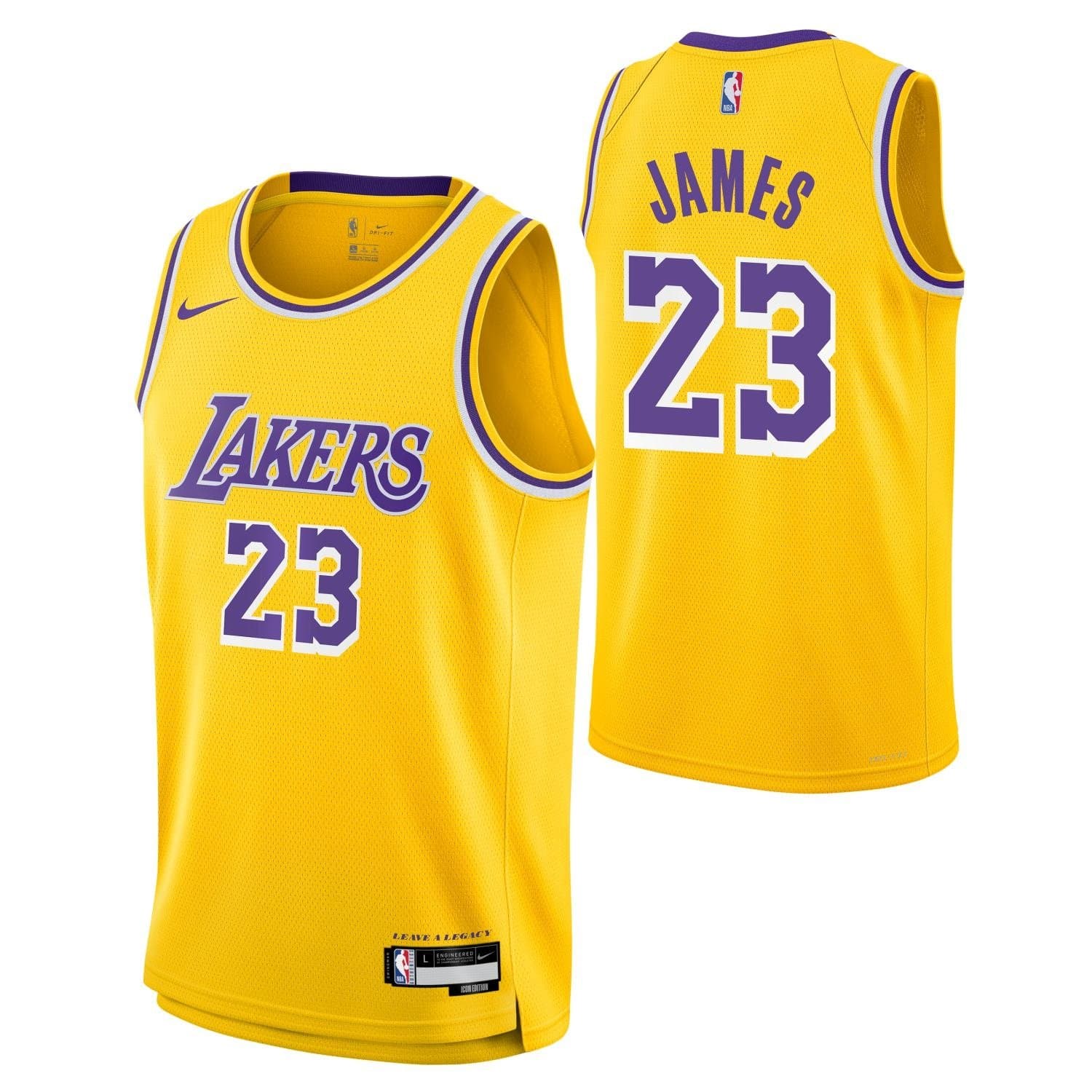 LeBron James #23 Los Angeles Lakers Nike Swingman NBA Jersey Yellow (YOUTH) — view 1