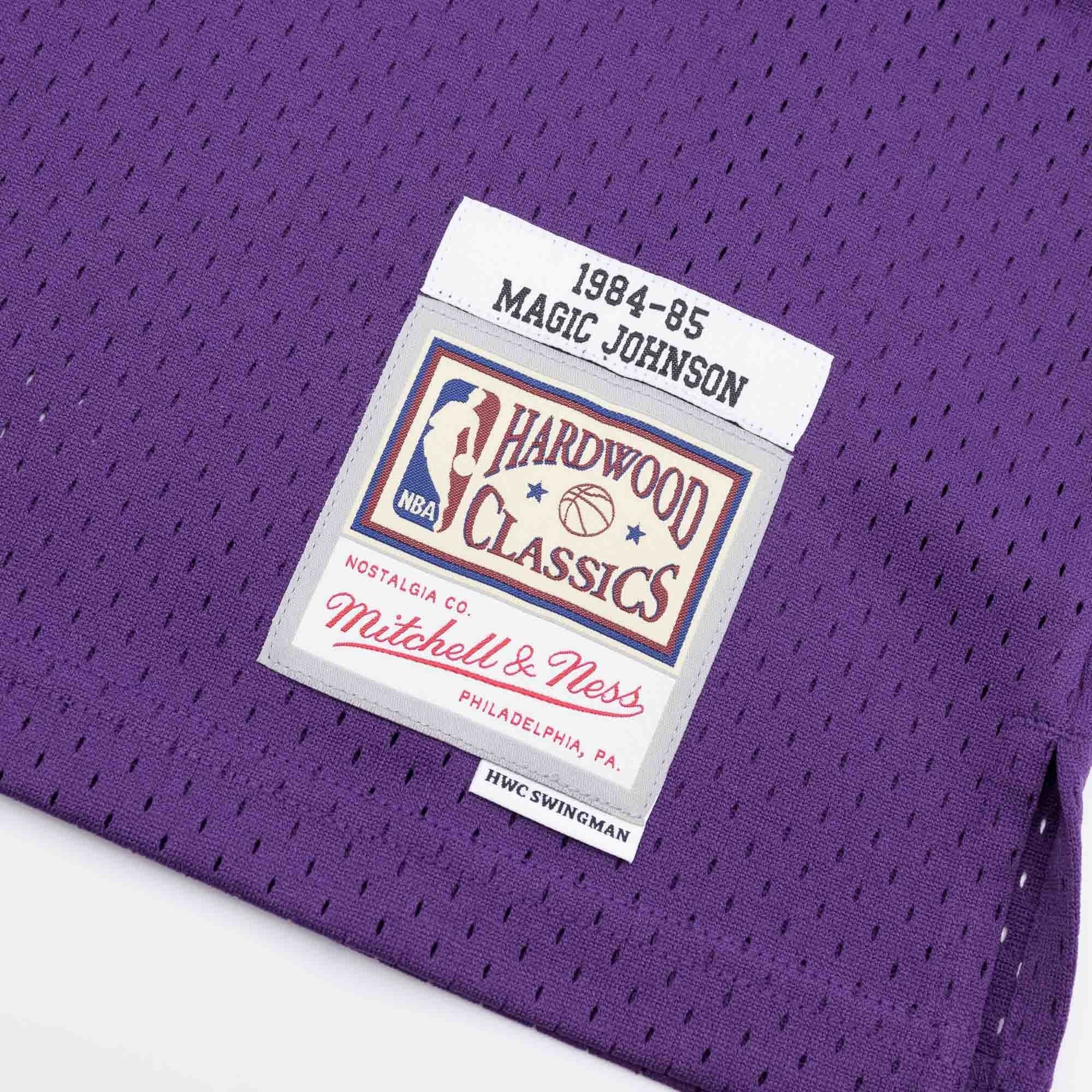 Magic Johnson #32 Los Angeles Lakers 1984-85 Mitchell & Ness Swingman NBA Jersey Purple thumbnail 3