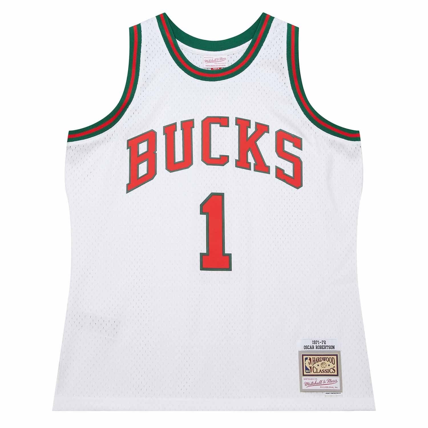 Oscar Robertson #1 Milwaukee Bucks 1971 Swingman NBA Jersey White — view 1